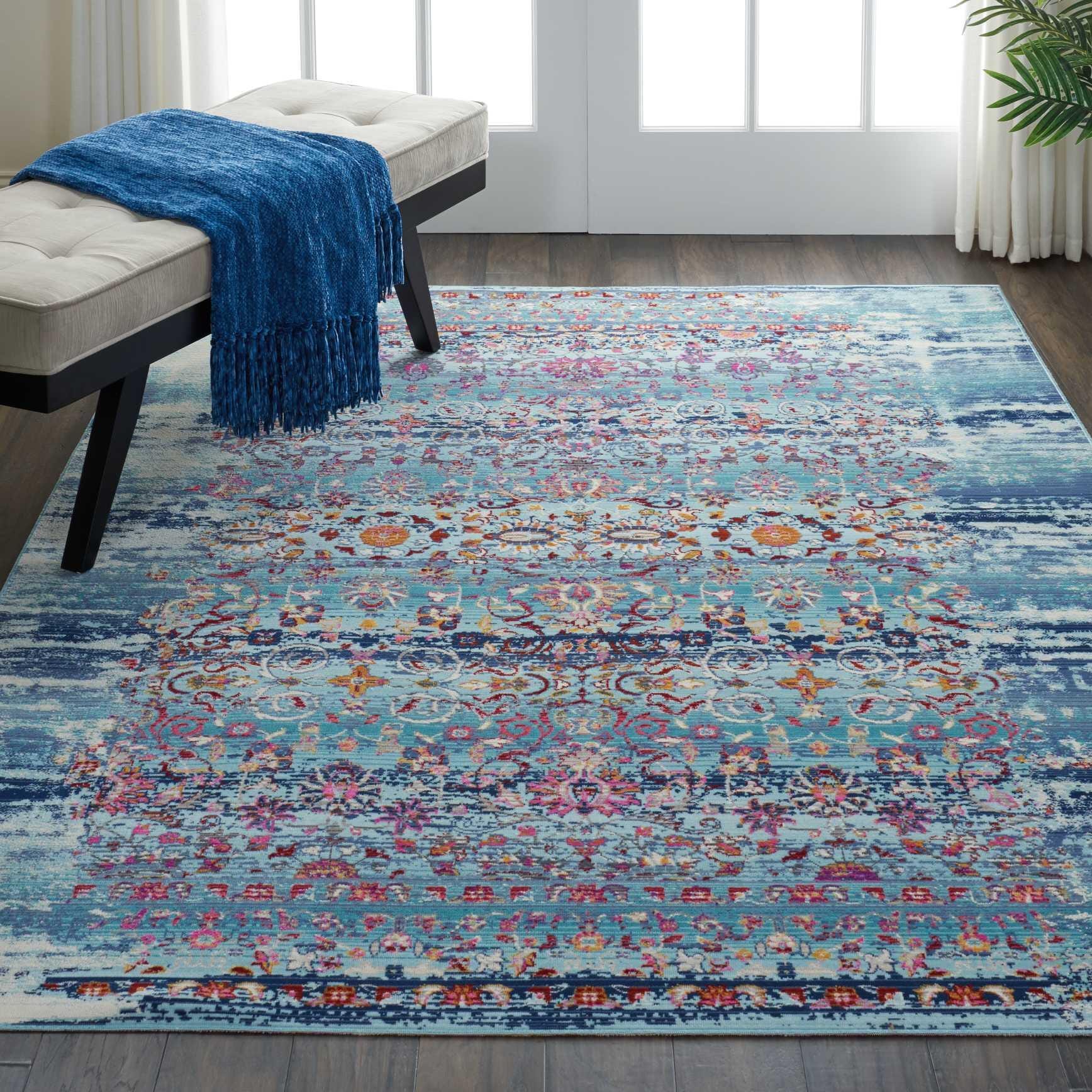 Nourison Nourison Vintage Kashan 4' x 6' Blue Vintage Indoor Rug, Blue, rollover