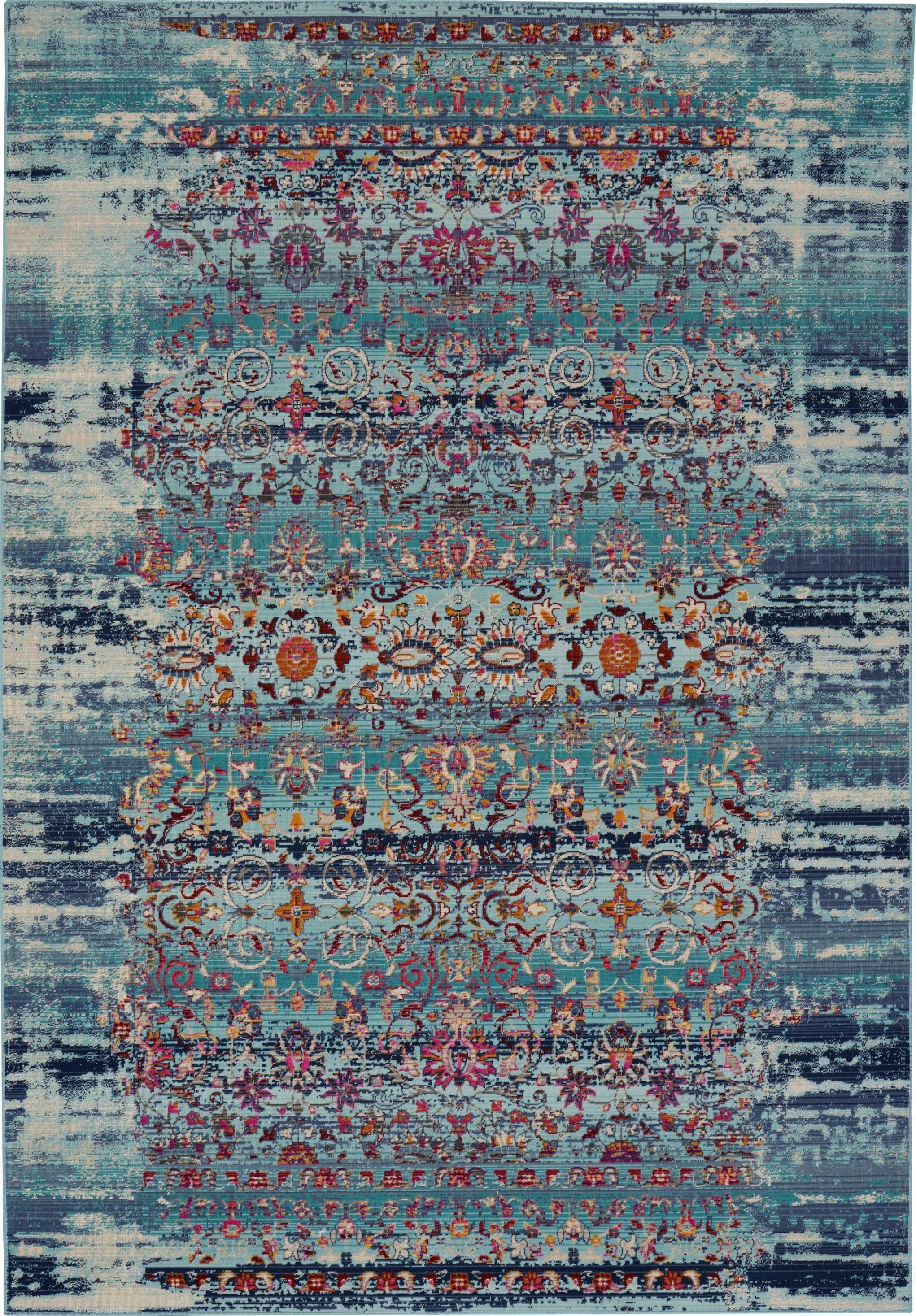 Nourison Nourison Vintage Kashan 4' x 6' Blue Vintage Indoor Rug, Blue, large