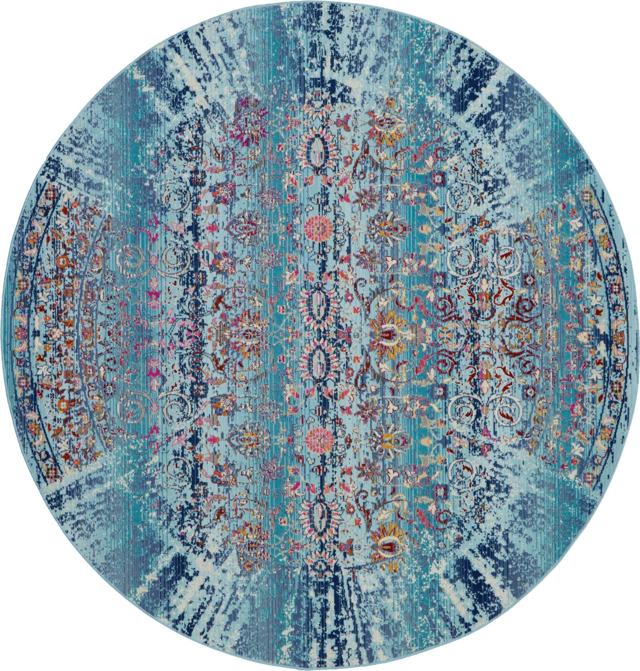 Nourison Nourison Vintage Kashan 6' x ROUND Blue Vintage Indoor Rug, Blue, large