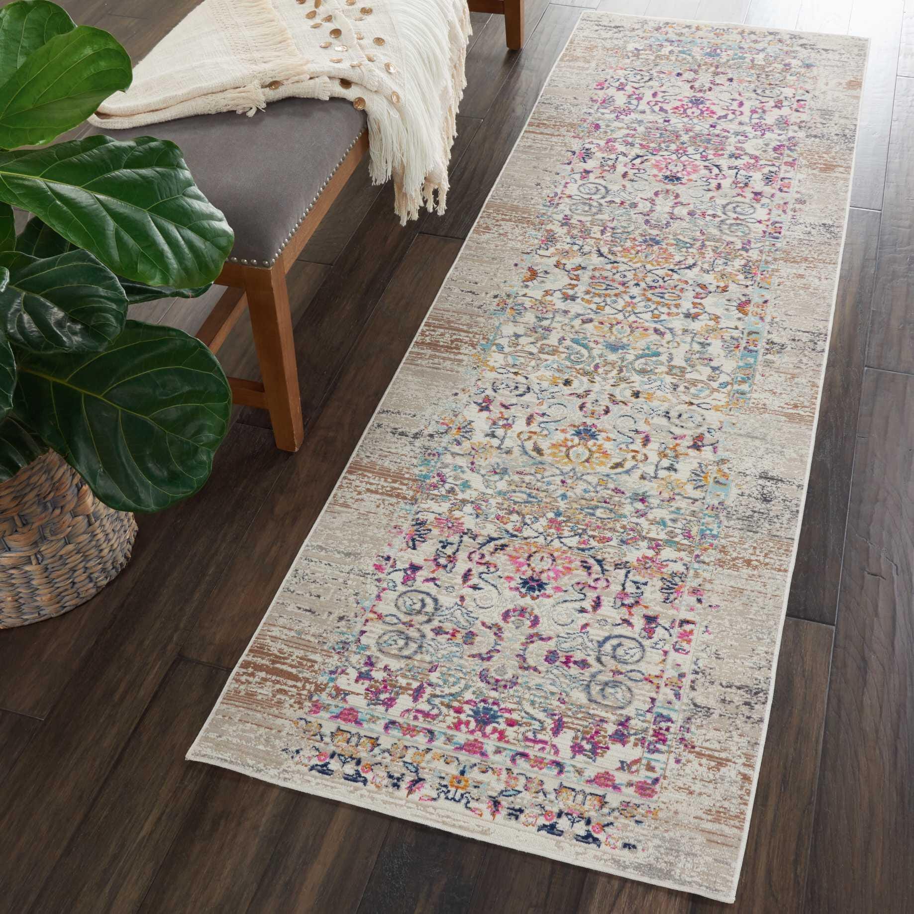 Nourison Nourison Vintage Kashan 2' x 6' Ivory Vintage Indoor Rug, Ivory, rollover