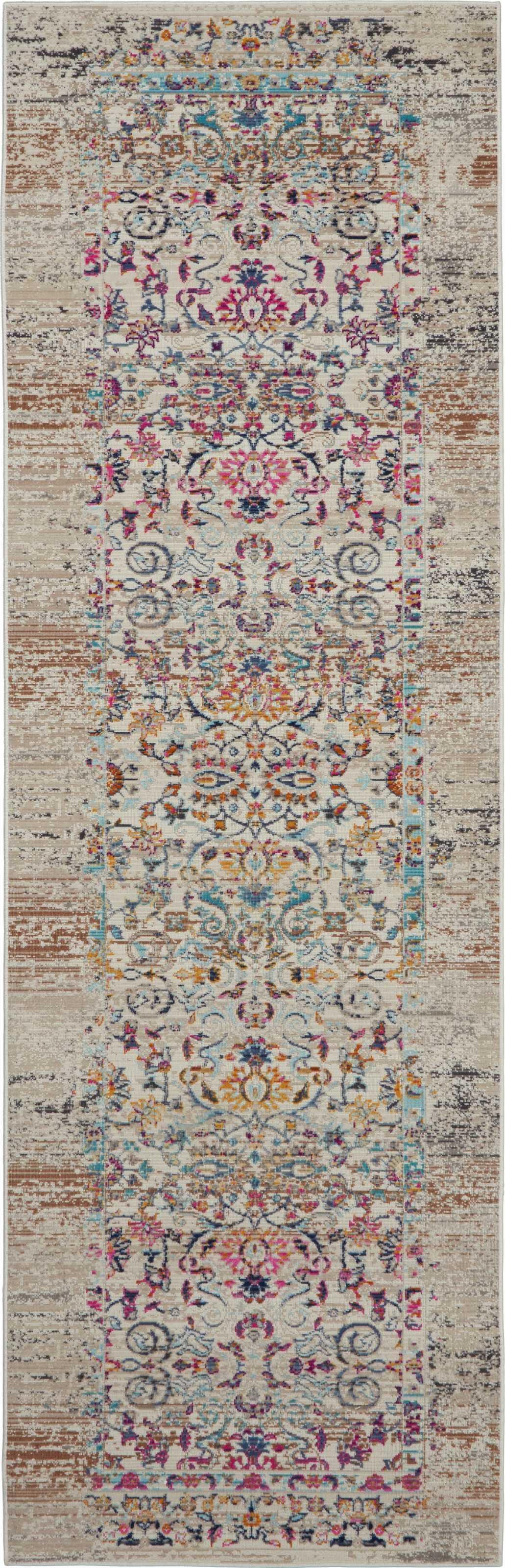 Nourison Nourison Vintage Kashan 2' x 6' Ivory Vintage Indoor Rug, Ivory, large