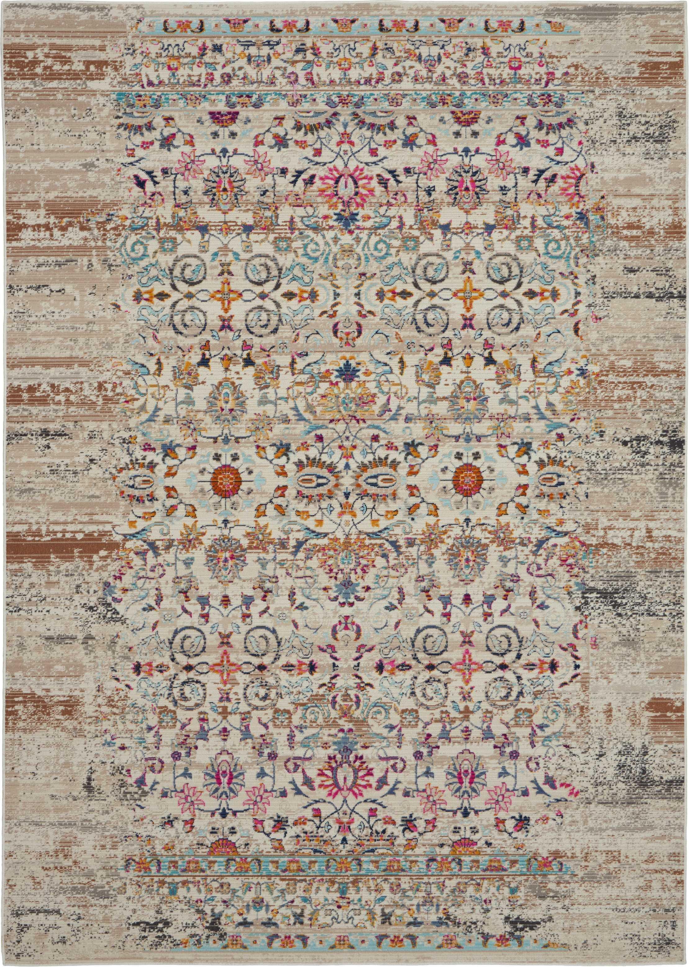 Nourison Nourison Vintage Kashan 4' x 6' Ivory Vintage Indoor Rug, Ivory, large