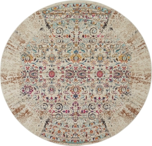 Nourison Nourison Vintage Kashan 4' x ROUND Ivory Vintage Indoor Rug, Ivory, large