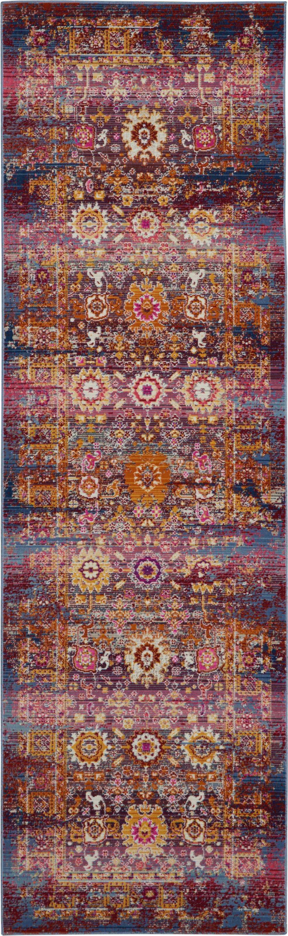 Nourison Nourison Vintage Kashan 2'4" x 8' Red/Multicolor Vintage Indoor Rug, Red/Multi, large