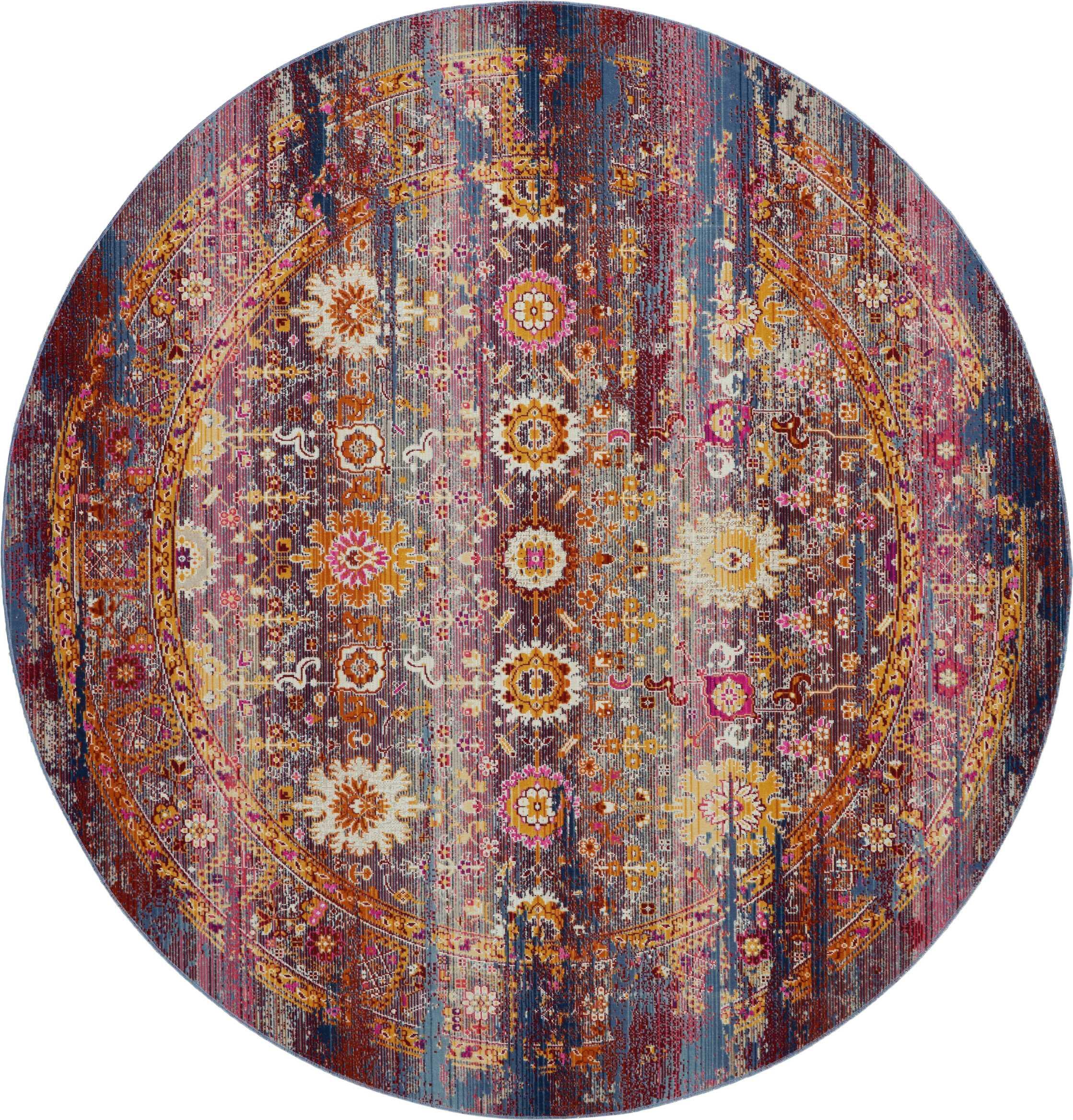 Nourison Nourison Vintage Kashan 4' x ROUND Red/Multicolor Vintage Indoor Rug, Red/Multi, large
