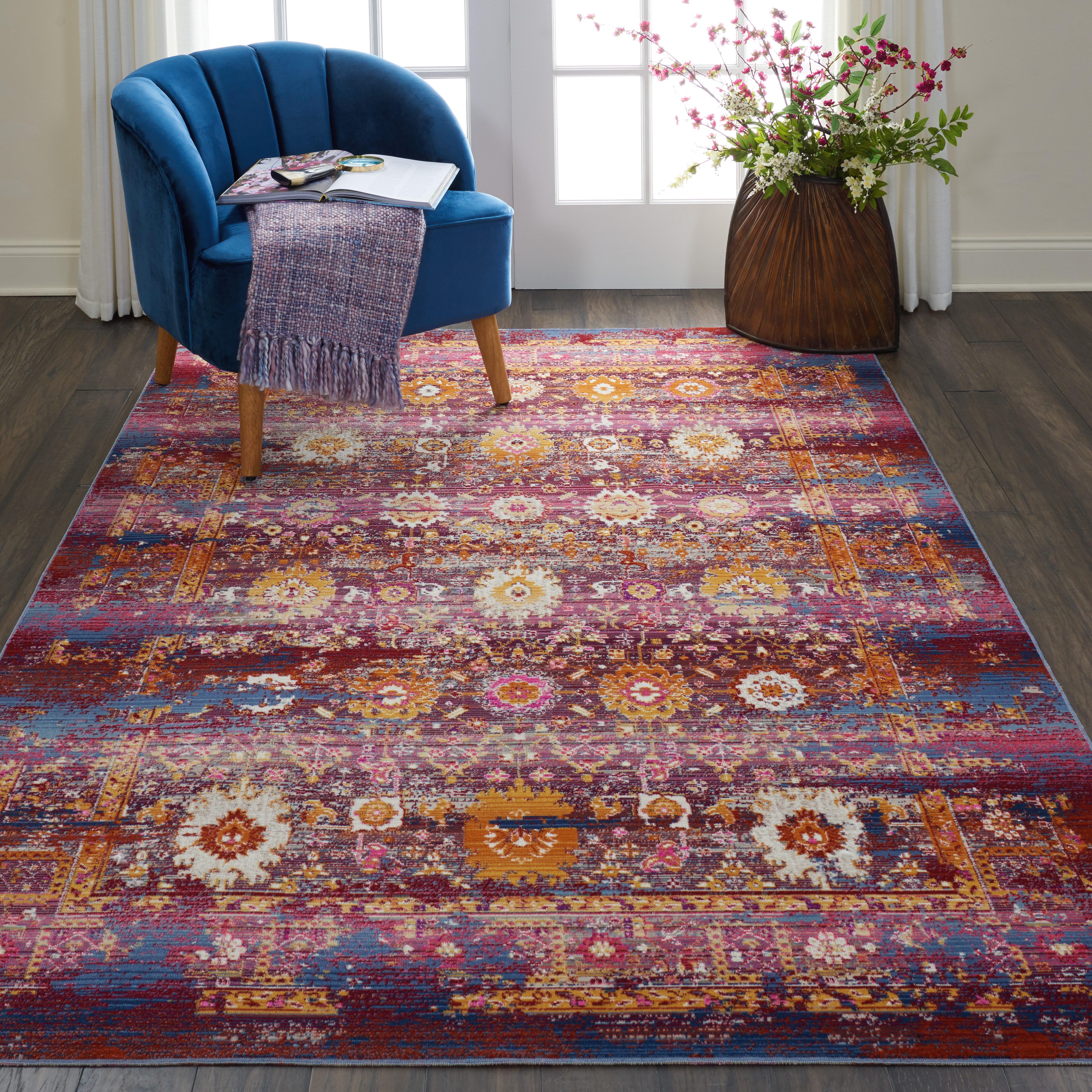 Nourison Nourison Vintage Kashan 5'3" x 7'10" Red/Multicolor Vintage Indoor Rug, Red/Multi, rollover