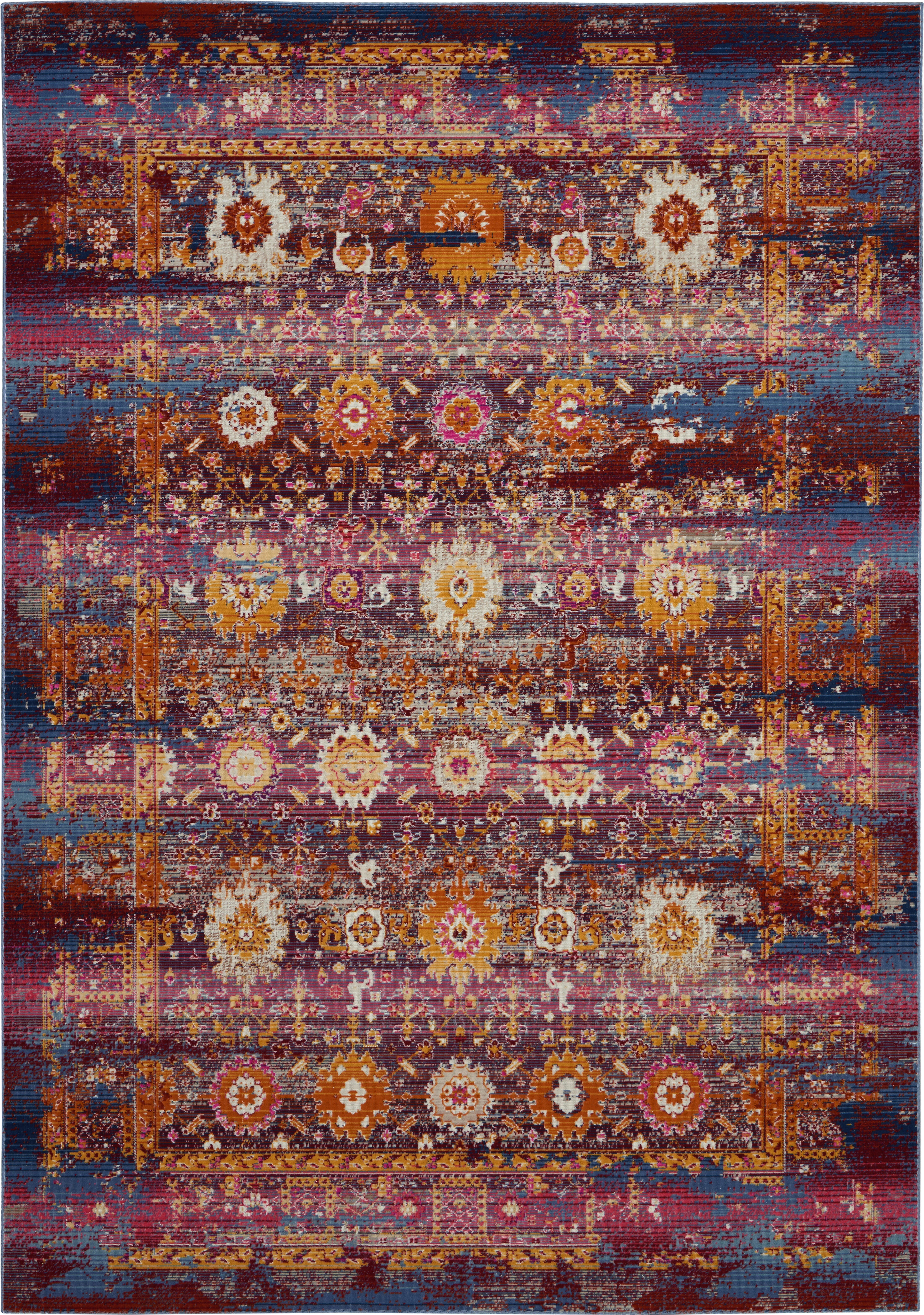 Nourison Nourison Vintage Kashan 5'3" x 7'10" Red/Multicolor Vintage Indoor Rug, Red/Multi, large