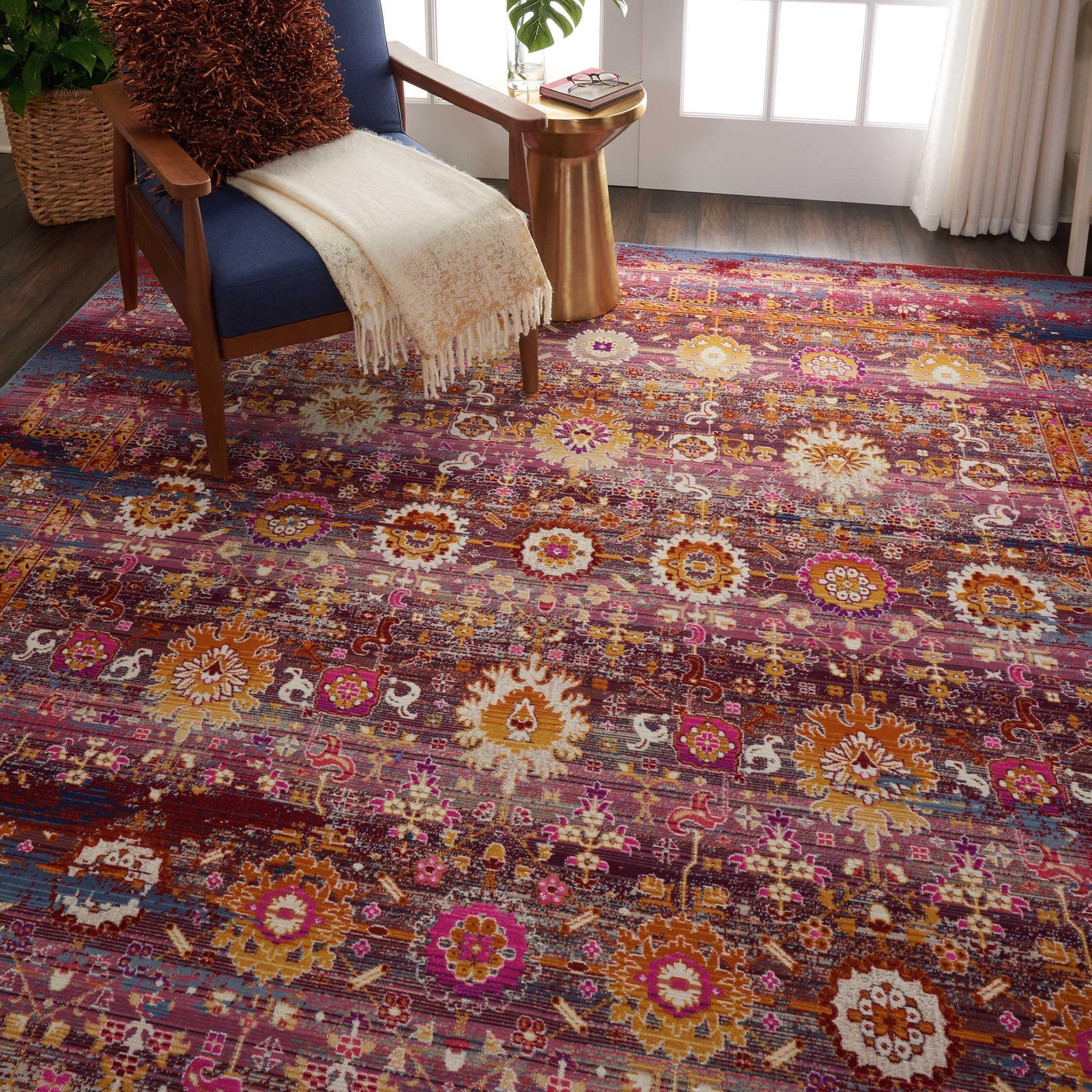Nourison Nourison Vintage Kashan 7'10" x 9'10" Red/Multicolor Vintage Indoor Rug, Red/Multi, rollover