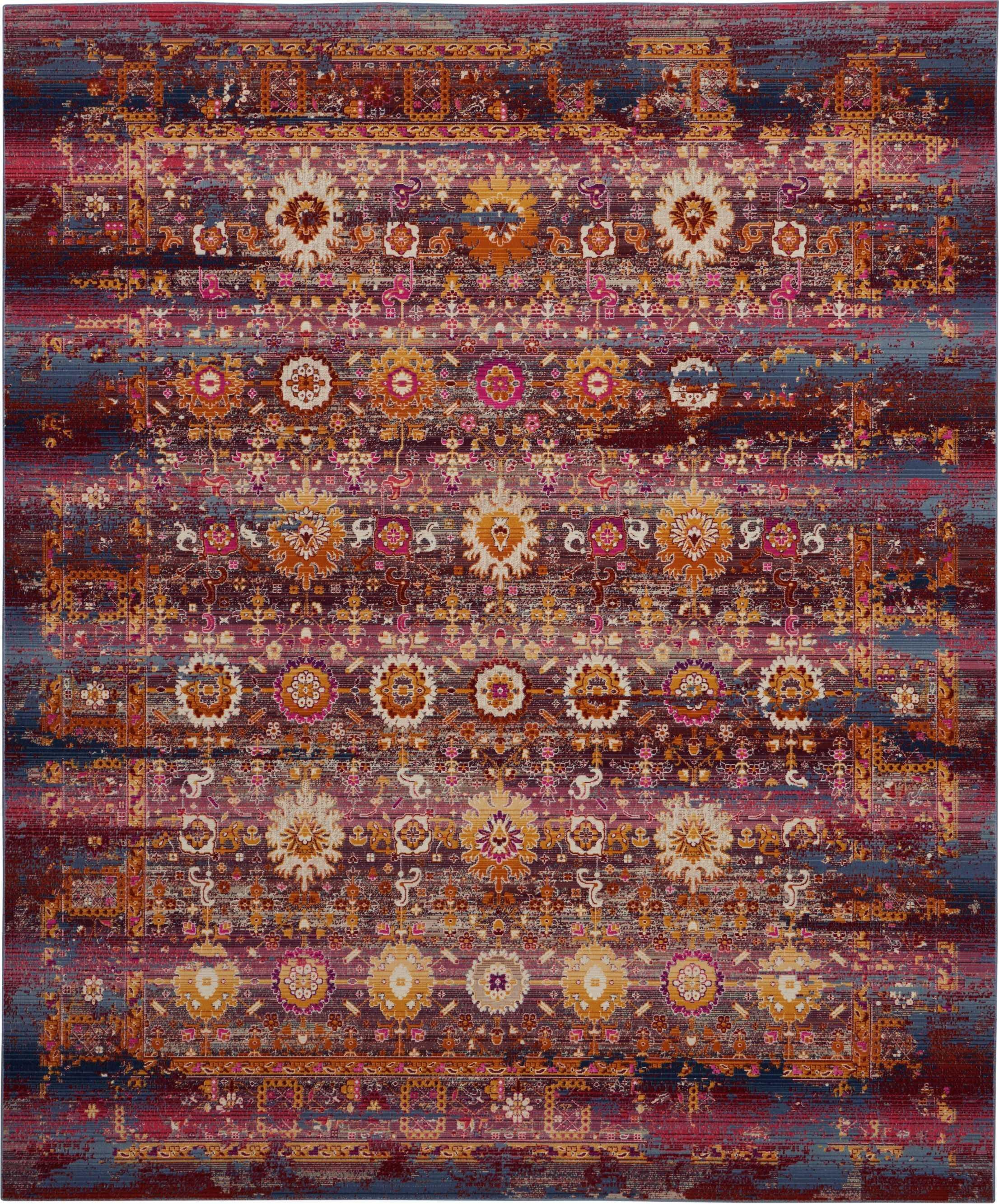 Nourison Nourison Vintage Kashan 7'10" x 9'10" Red/Multicolor Vintage Indoor Rug, Red/Multi, large