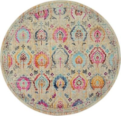 Nourison Home Vintage Kashan 4' x ROUND Ivory/Multicolor Vintage Indoor Rug, Ivory/Multi