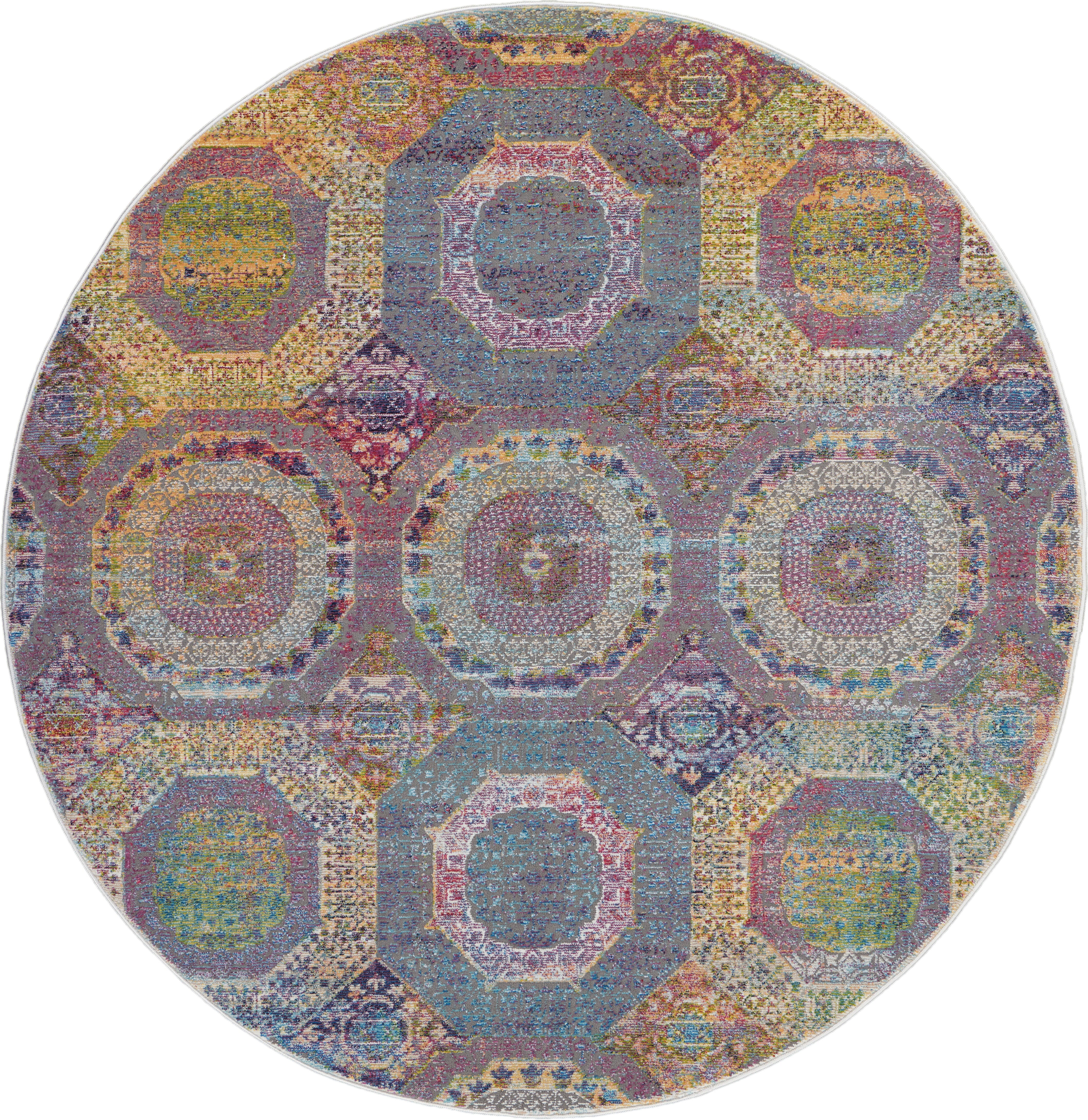 Nourison Home Nourison Ankara Global 6' x ROUND Multicolor Bohemian Indoor Rug, Multi, large