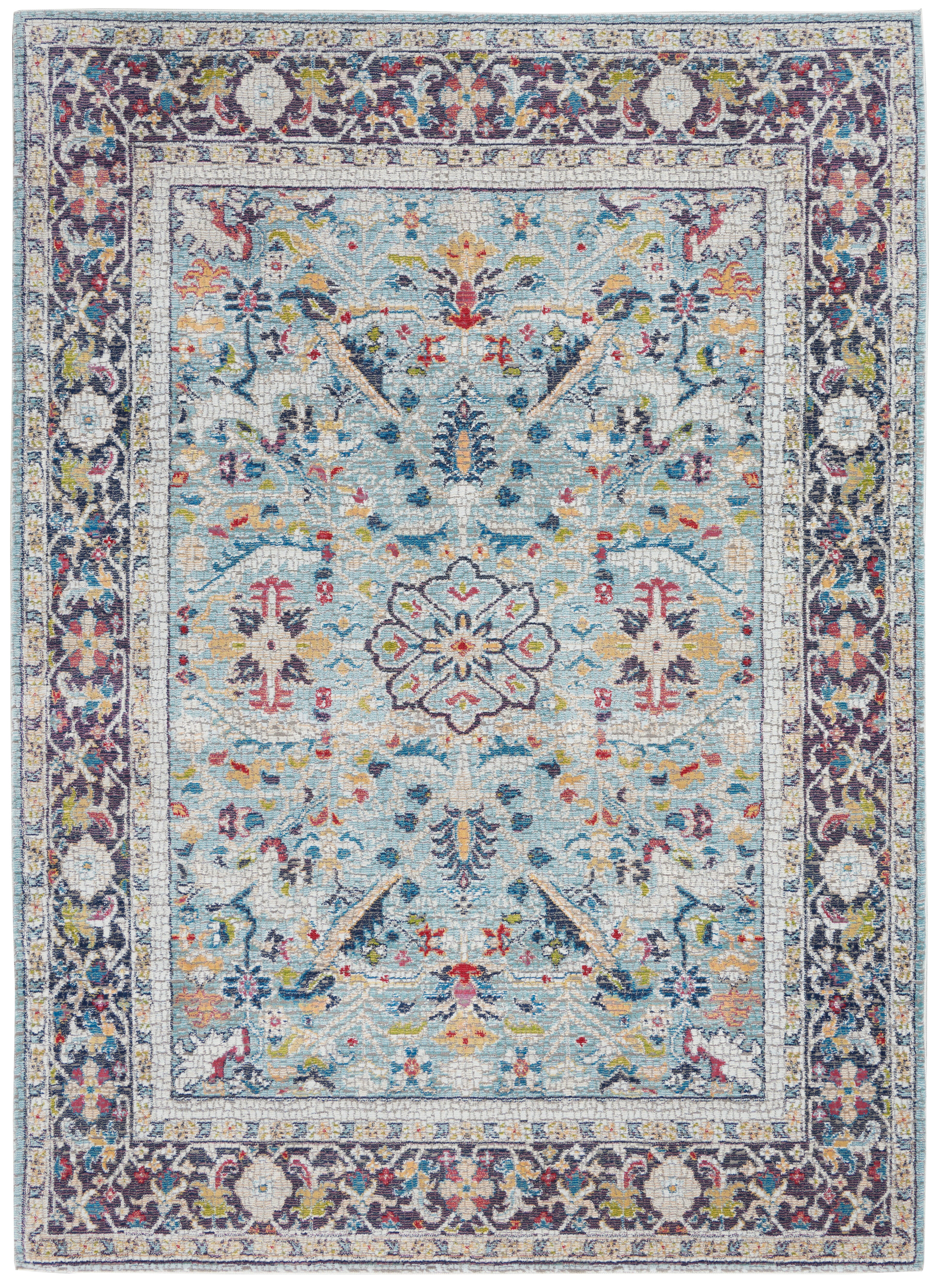 Nourison Home Nourison Ankara Global 5'3" x 7'6" Teal/Multicolor Bohemian Indoor Rug, Teal/Multi, large