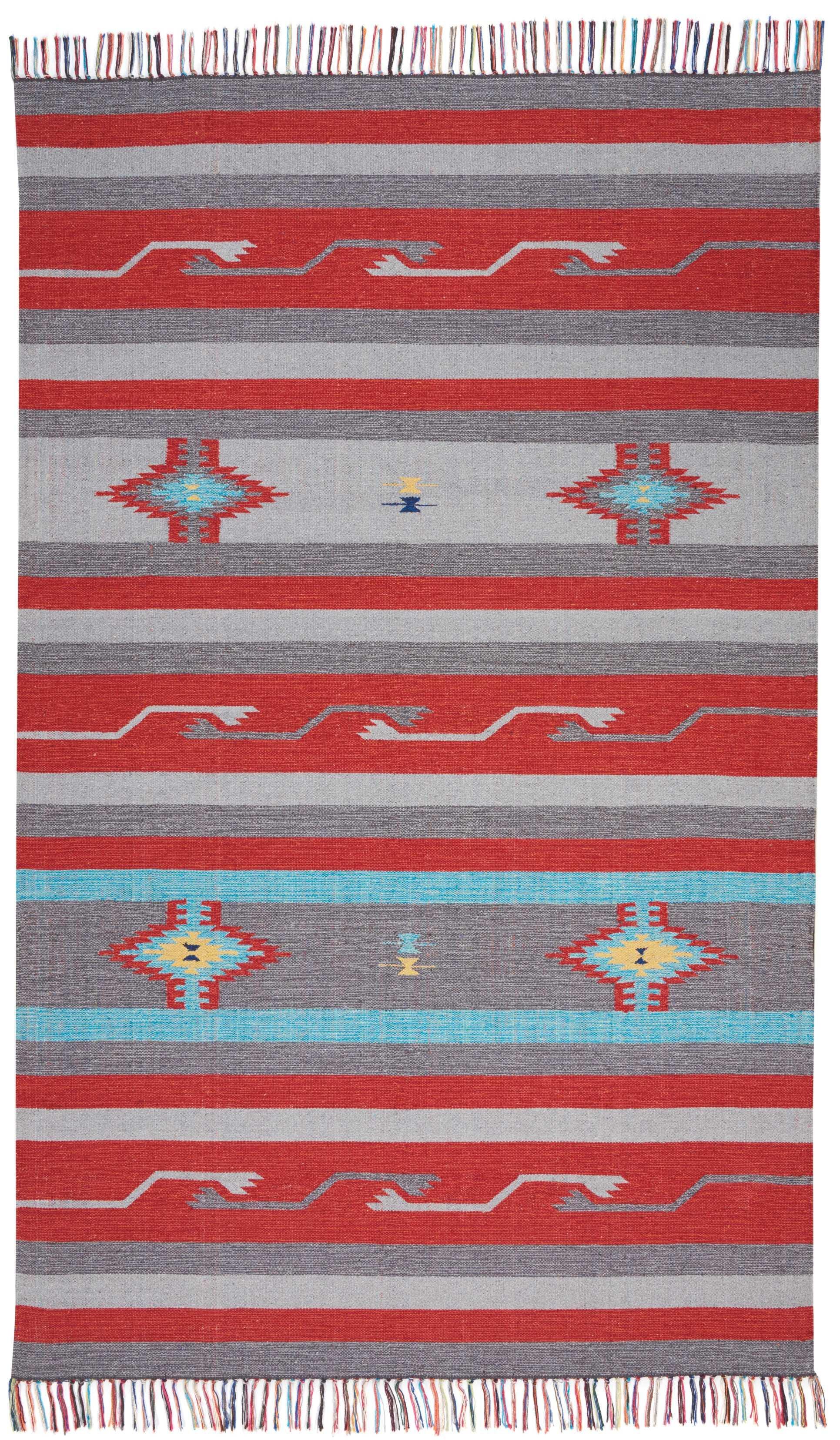 Nourison Home Nourison Baja 3'6" x 5'6" Grey/Red Southwestern Indoor Rug, Gray/Red, large