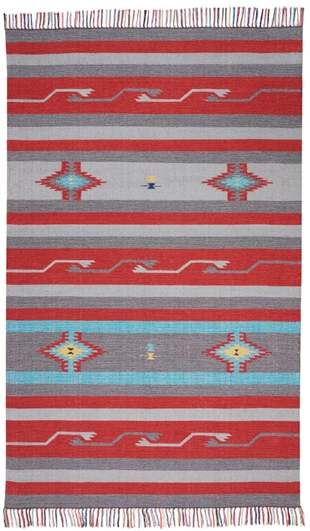 Nourison Nourison Baja 5' x 7' Grey/Red Southwestern Indoor Rug, Gray/Red, large