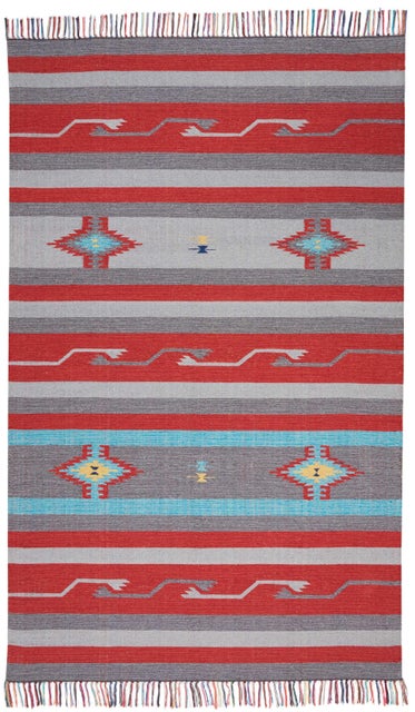 Nourison Baja Gray and Red 5'x7' Area Rug