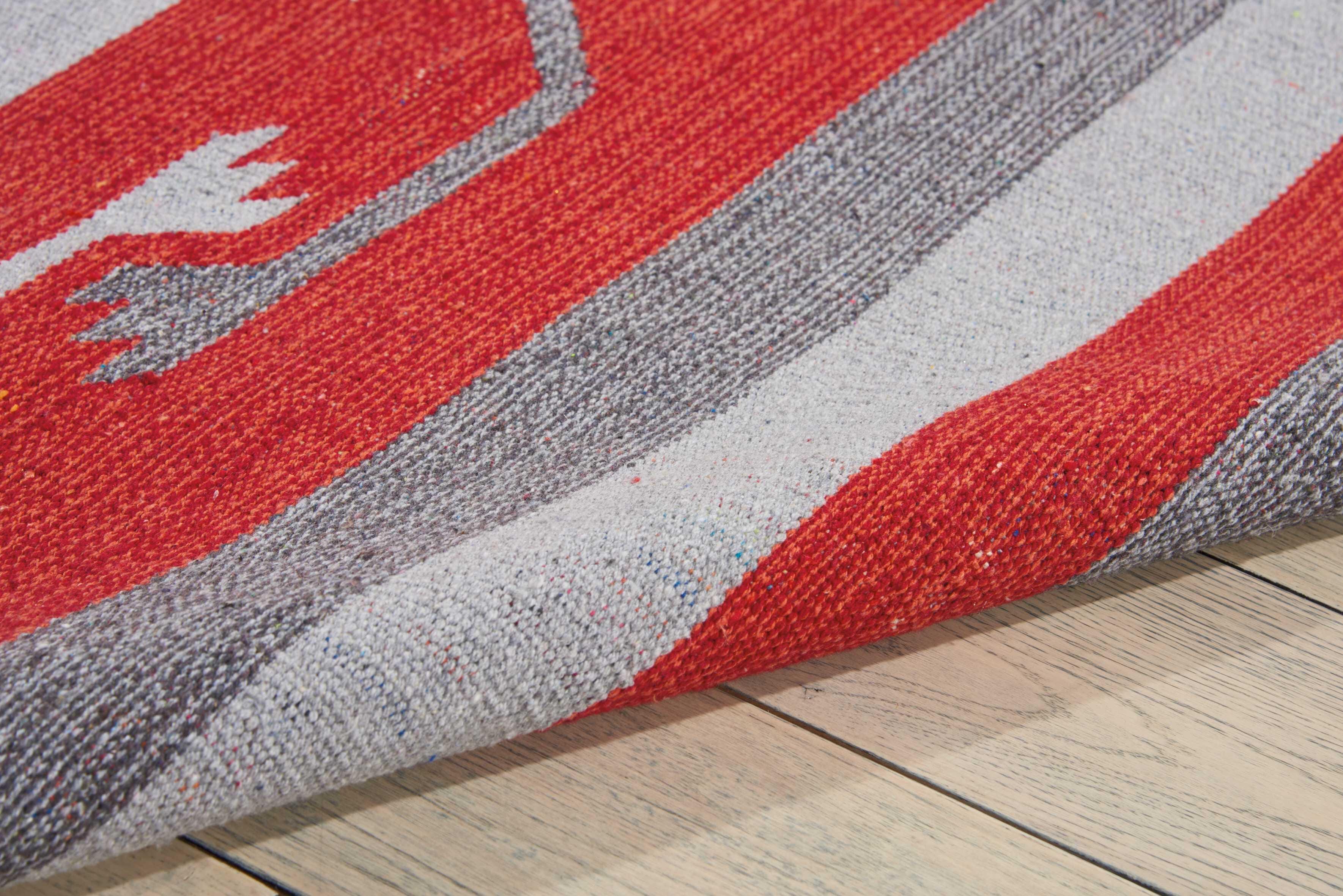 Nourison Nourison Baja 5' x 7' Grey/Red Southwestern Indoor Rug, Gray/Red, large