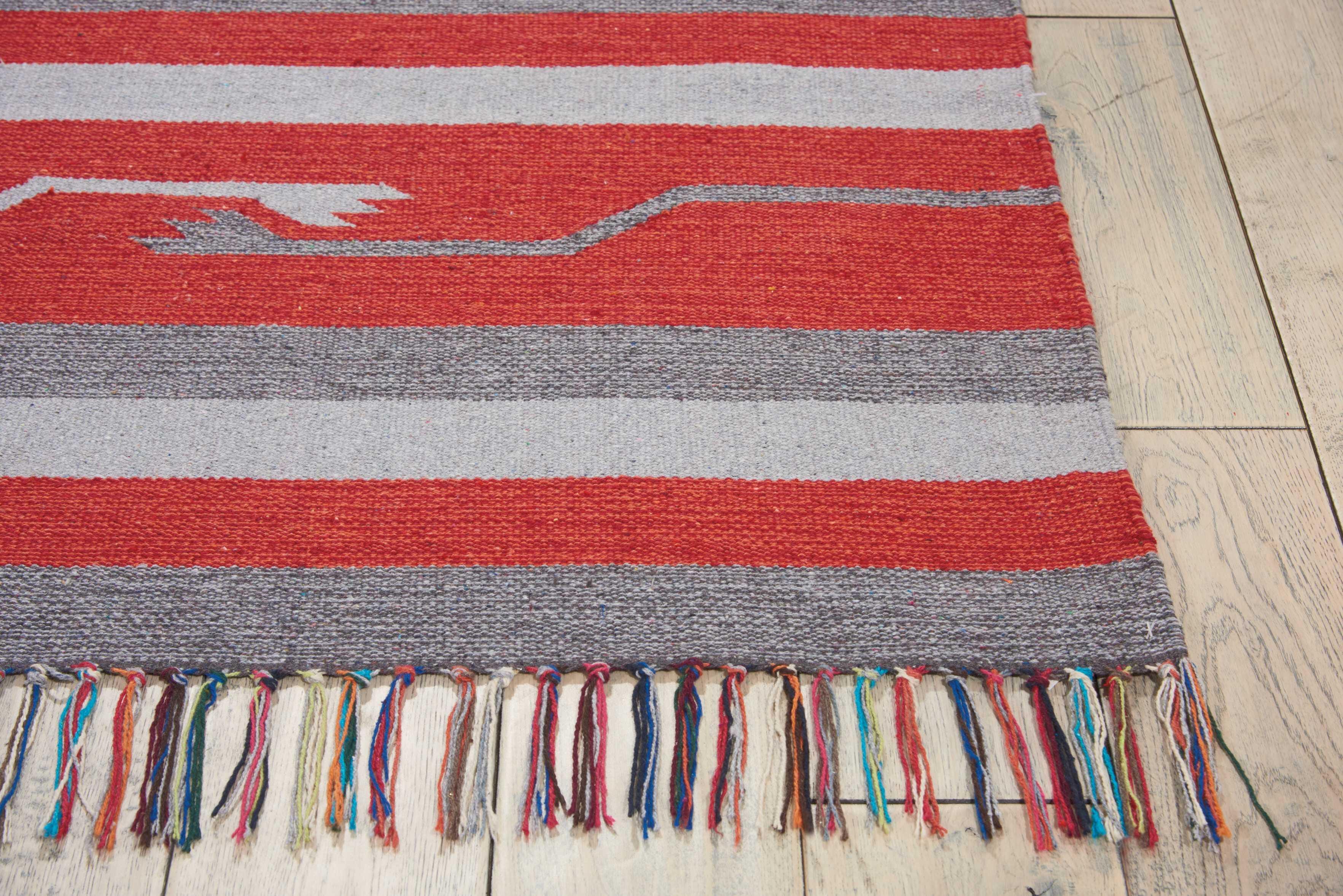 Nourison Nourison Baja 5' x 7' Grey/Red Southwestern Indoor Rug, Gray/Red, large