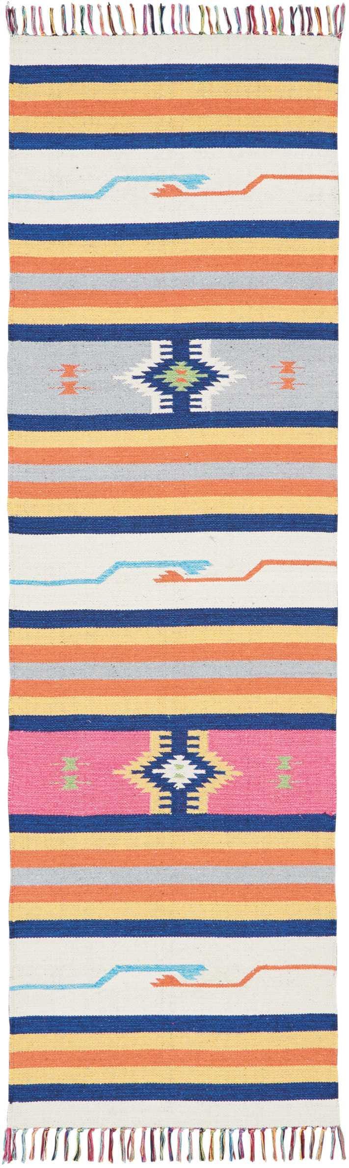 Nourison Home Nourison Baja 2'3" x 7'6" Ivory Southwestern Indoor Rug, Ivory, large