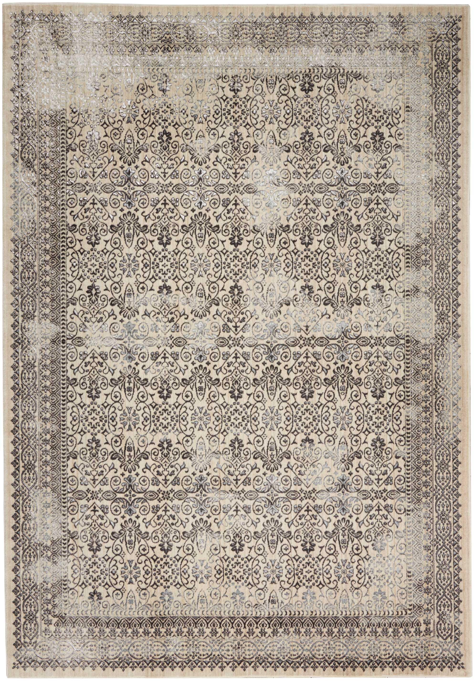 Nourison Home Kathy Ireland Home Silver Screen 5'3" x 7'3" Grey Persian Indoor Rug, , large