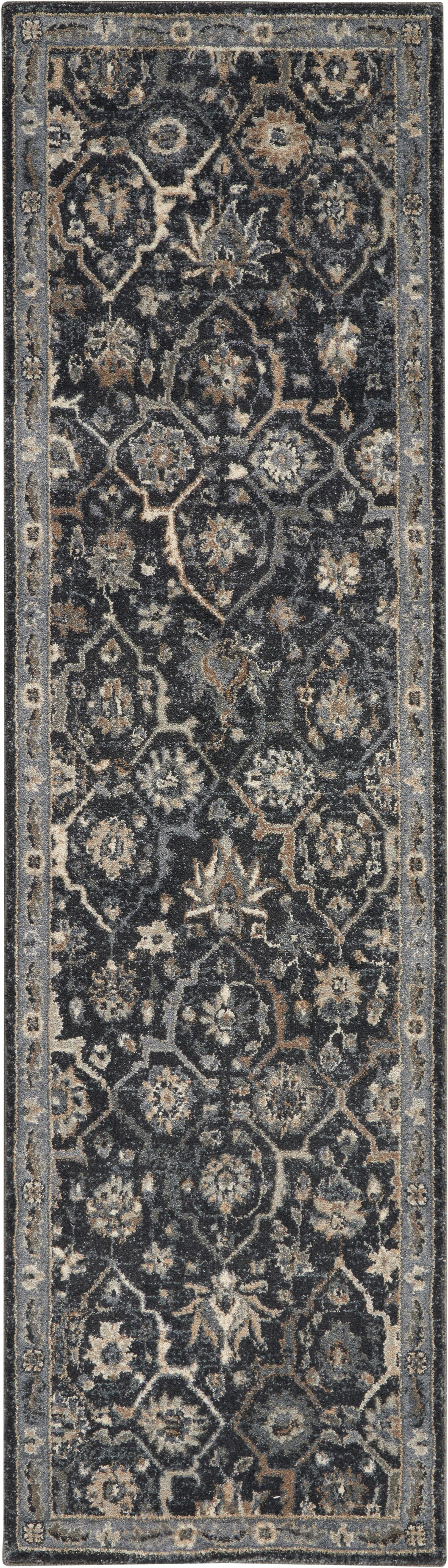Nourison Home Kathy Ireland Home Moroccan Celebration 2'2" x 7'6" Navy Vintage Indoor Rug, Navy, large