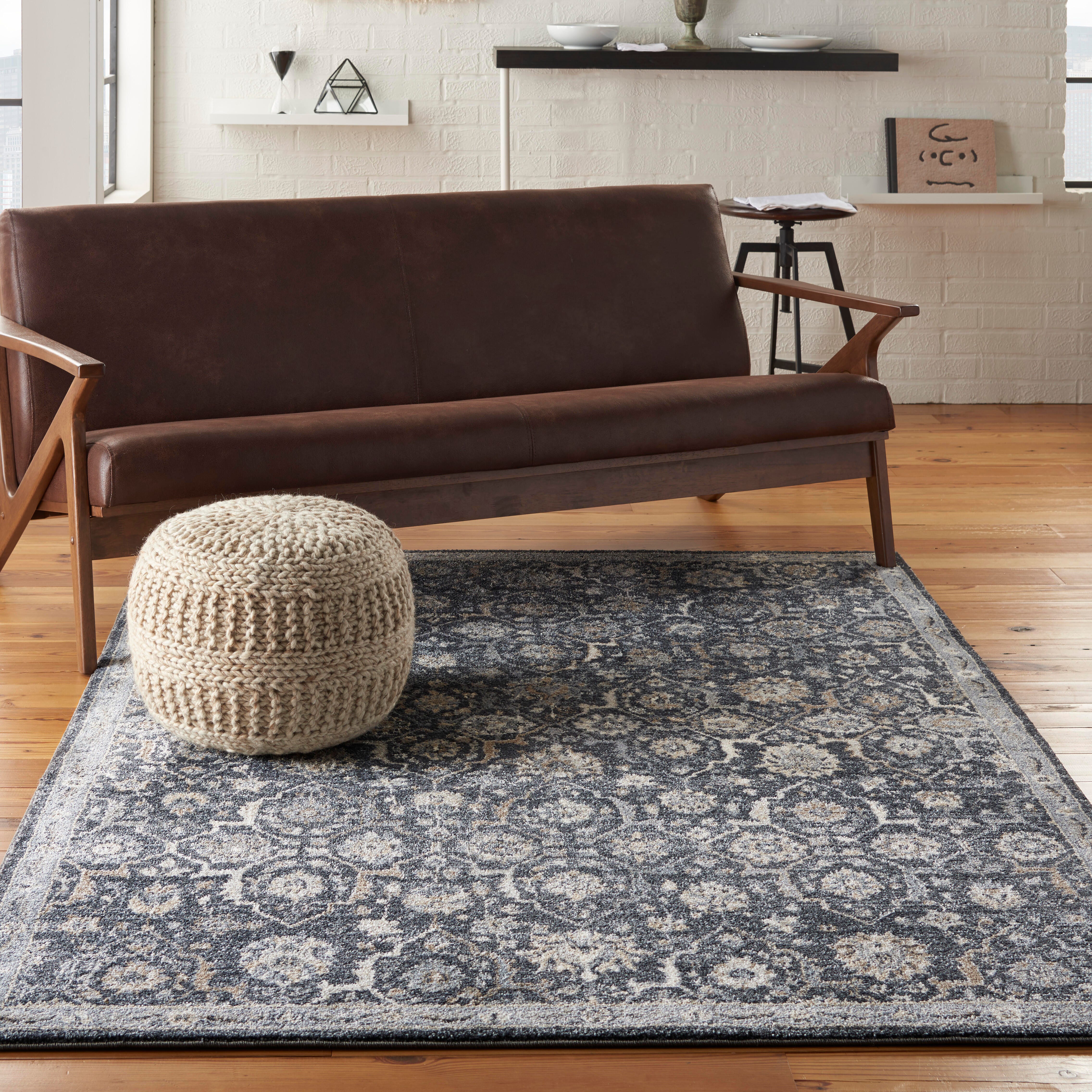 Nourison Home Kathy Ireland Home Moroccan Celebration 3'10" x 5'10" Navy Vintage Indoor Rug, Navy, rollover