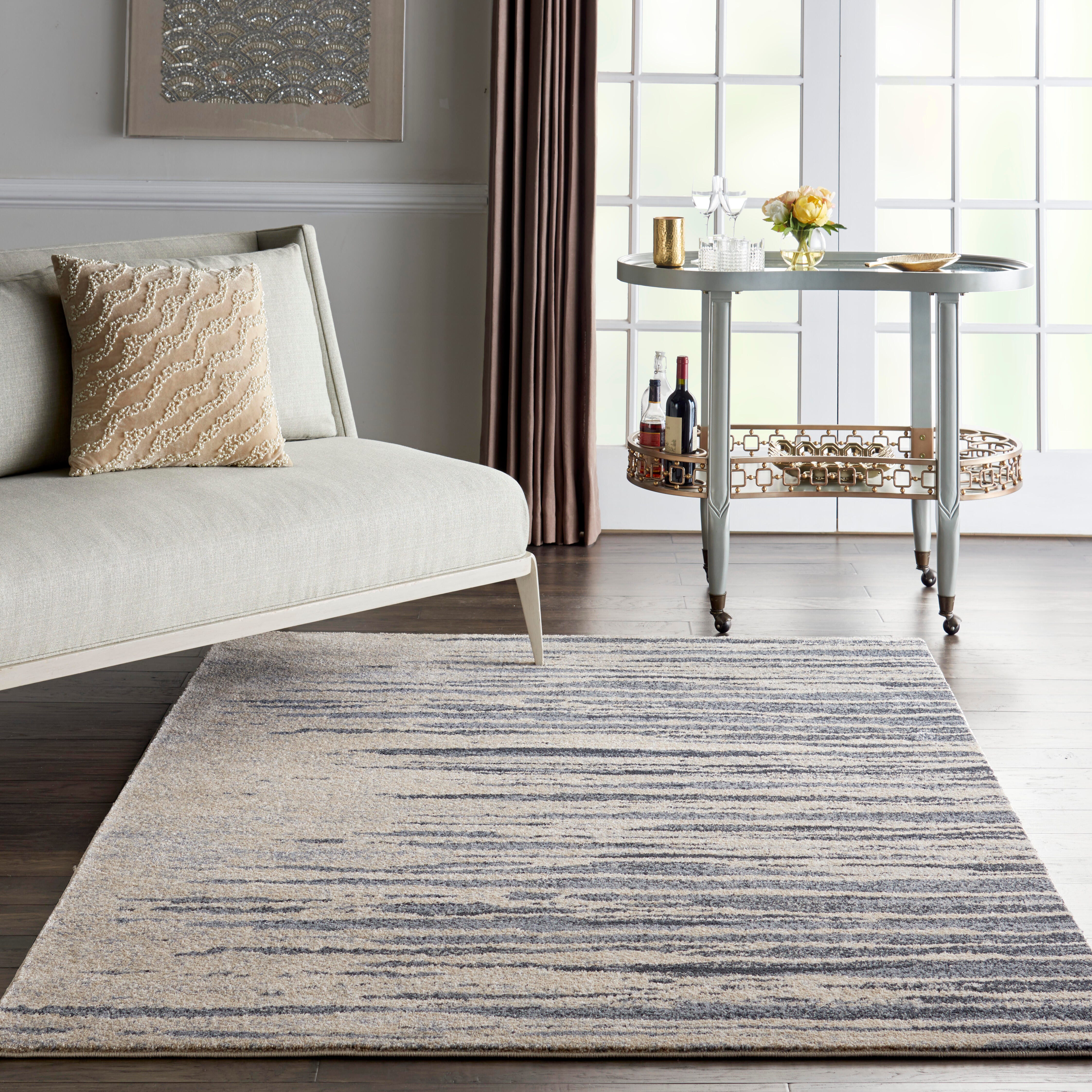 Kathy Ireland Kathy Ireland Home Moroccan Celebration 3'10" x 5'10" Blue/Beige Modern Indoor Rug, Blue/Beige, rollover