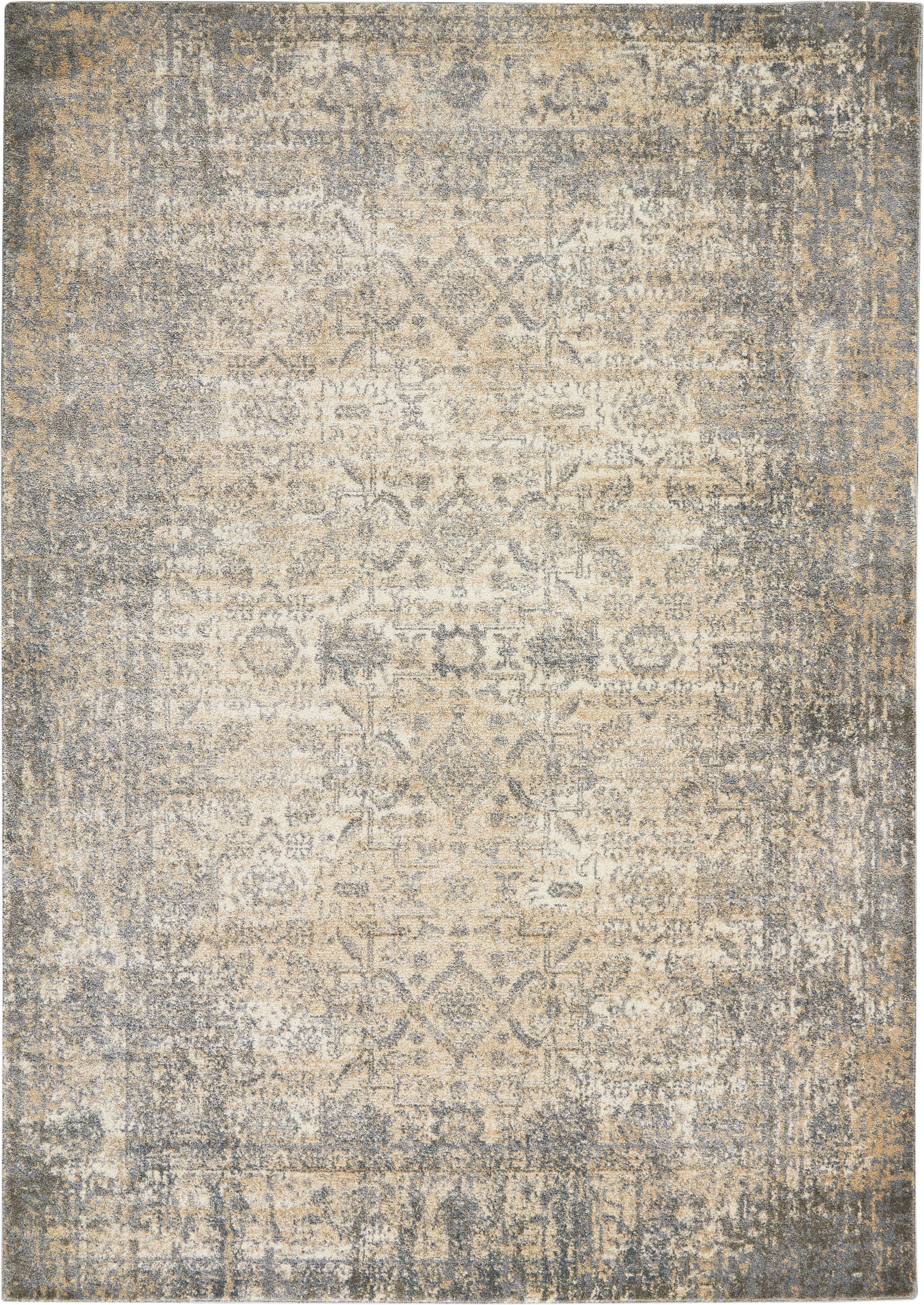 Nourison Home Kathy Ireland Moroccan Celebration 3'10" x 5'10" Ivory/Slate Vintage Indoor Rug, Ivory/Slate, large