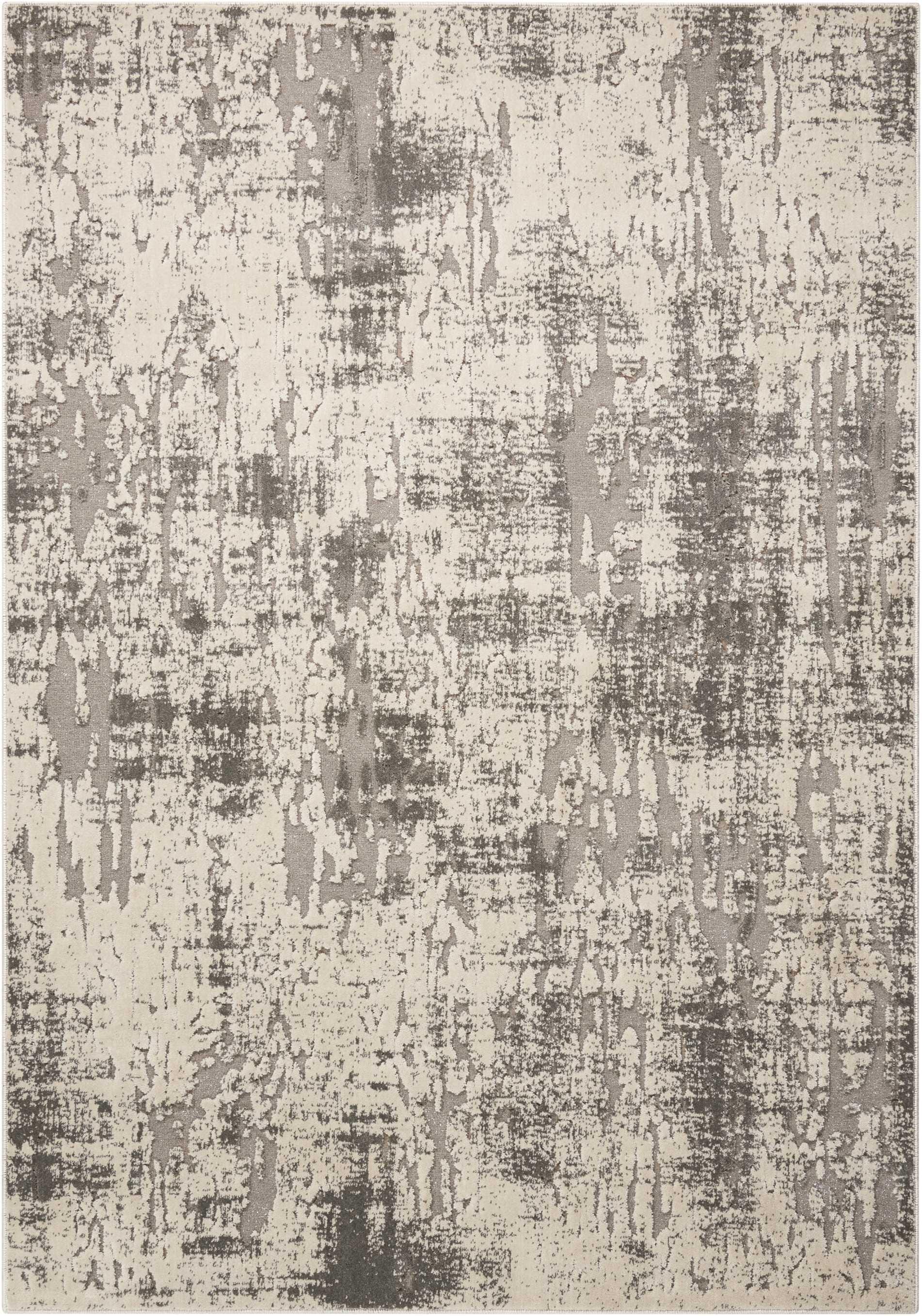 Michael Amini Michael Amini Gleam 3'10" x 5'10" Ivory/Grey Modern Indoor Rug, Ivory/Gray, large