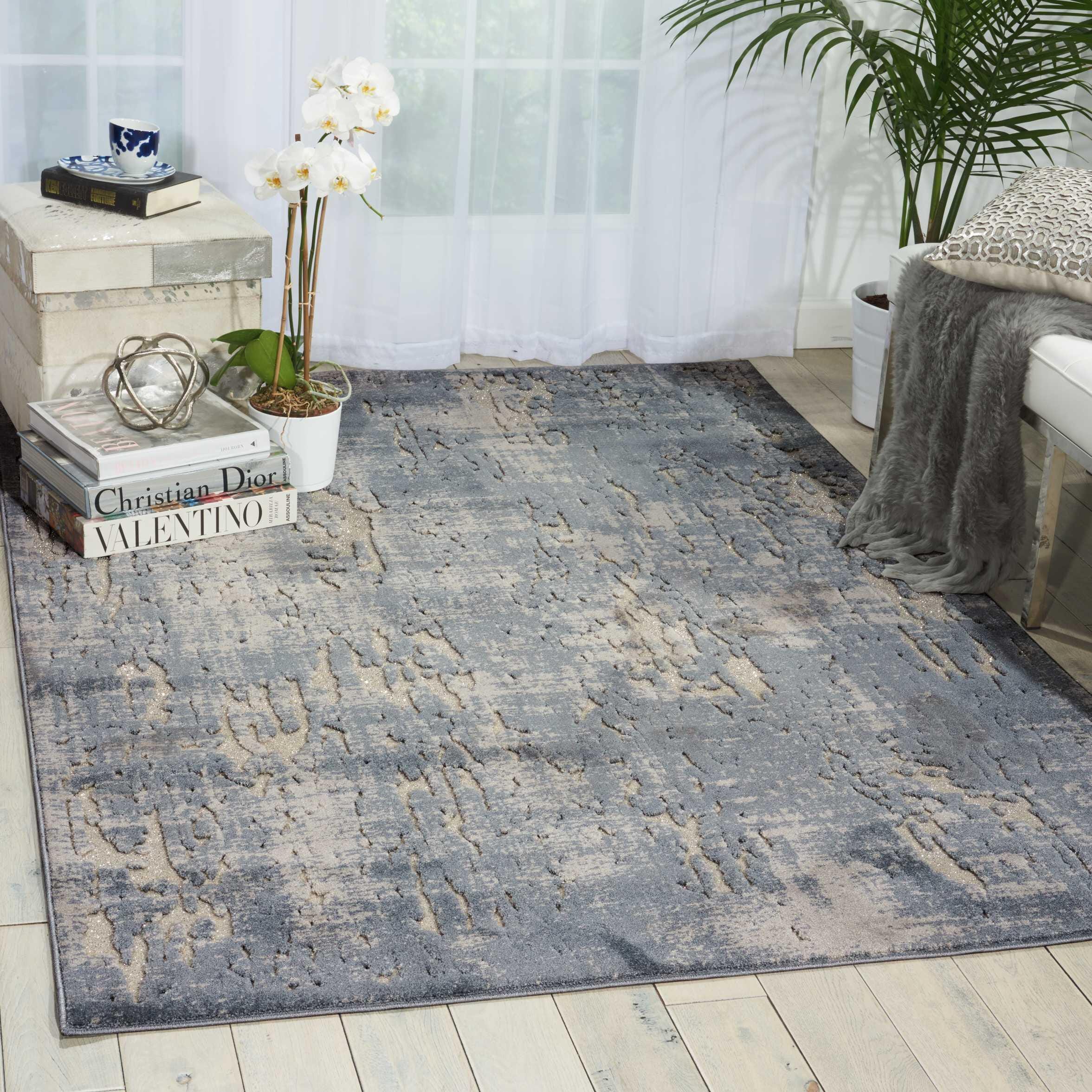 Michael Amini Michael Amini Gleam 3'10" x 5'10" Slate Modern Indoor Rug, Slate, rollover