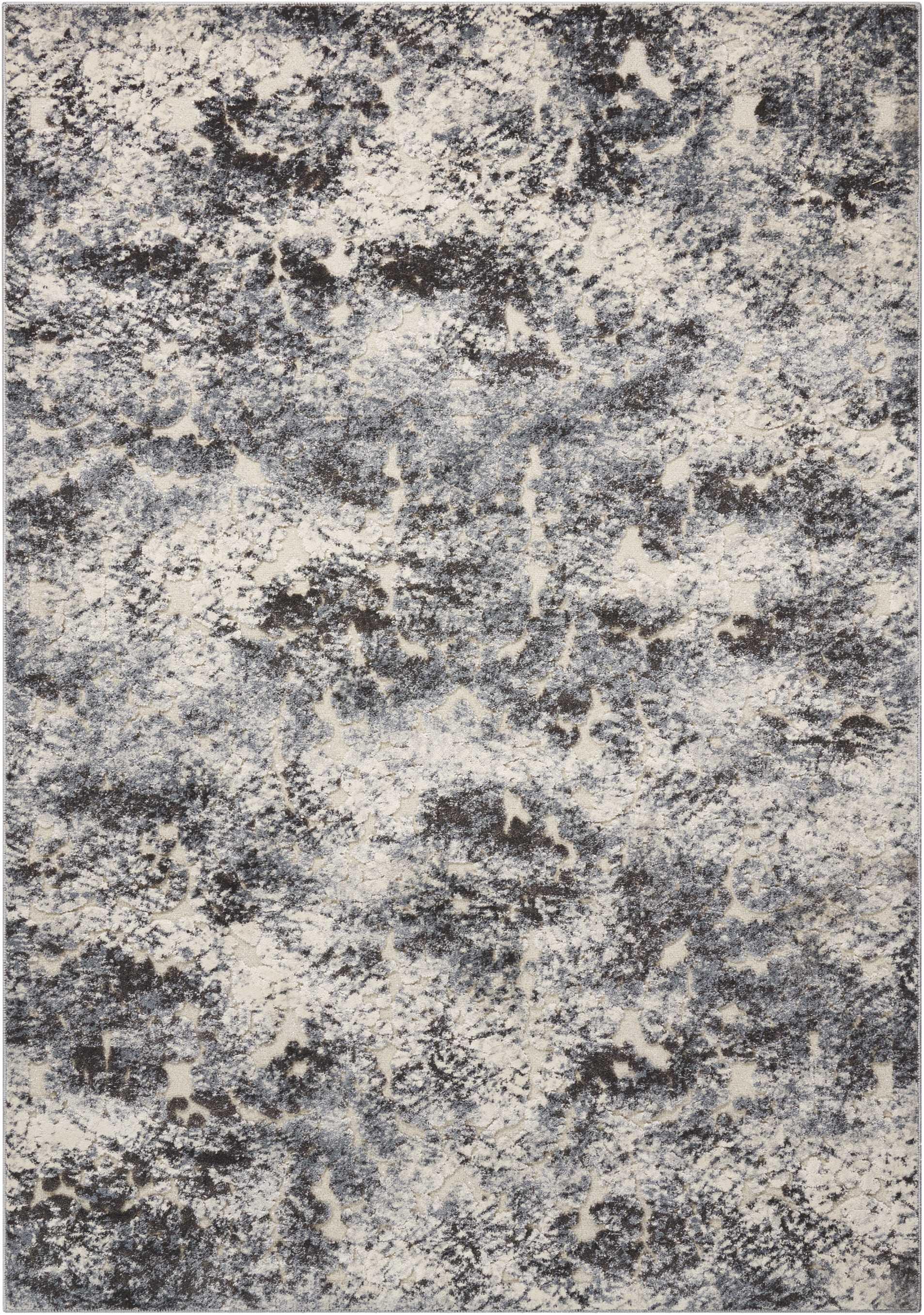 Michael Amini Michael Amini Gleam 3'10" x 5'10" Ivory/Slate Modern Indoor Rug, Ivory/Slate, large