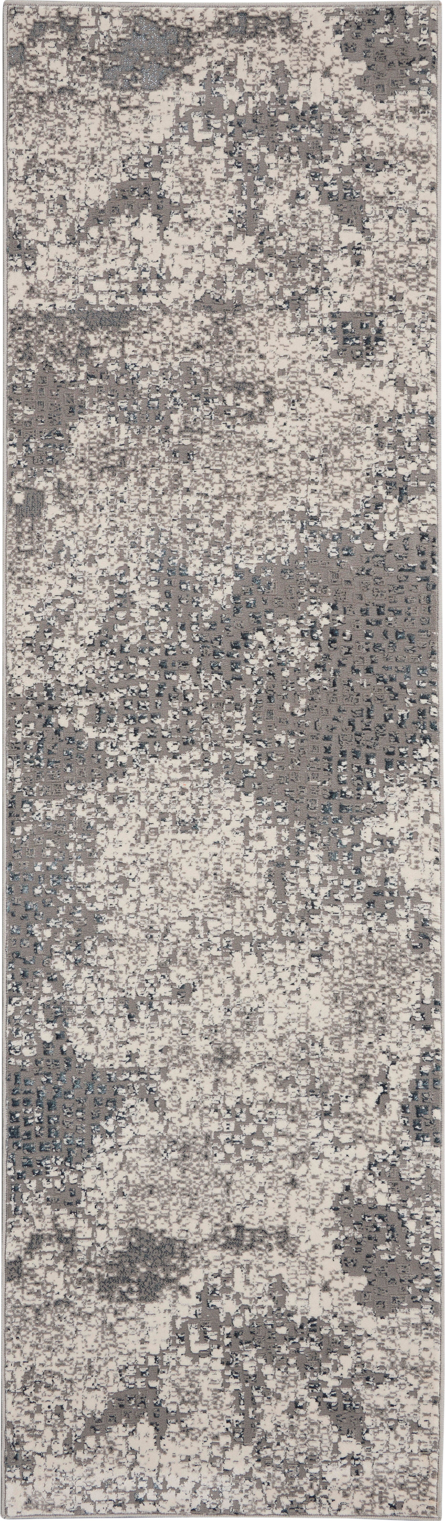 Michael Amini Michael Amini MA90 Uptown 2'2" x 7'6" Ivory/Grey Modern Indoor Rug, Ivory/Gray, large