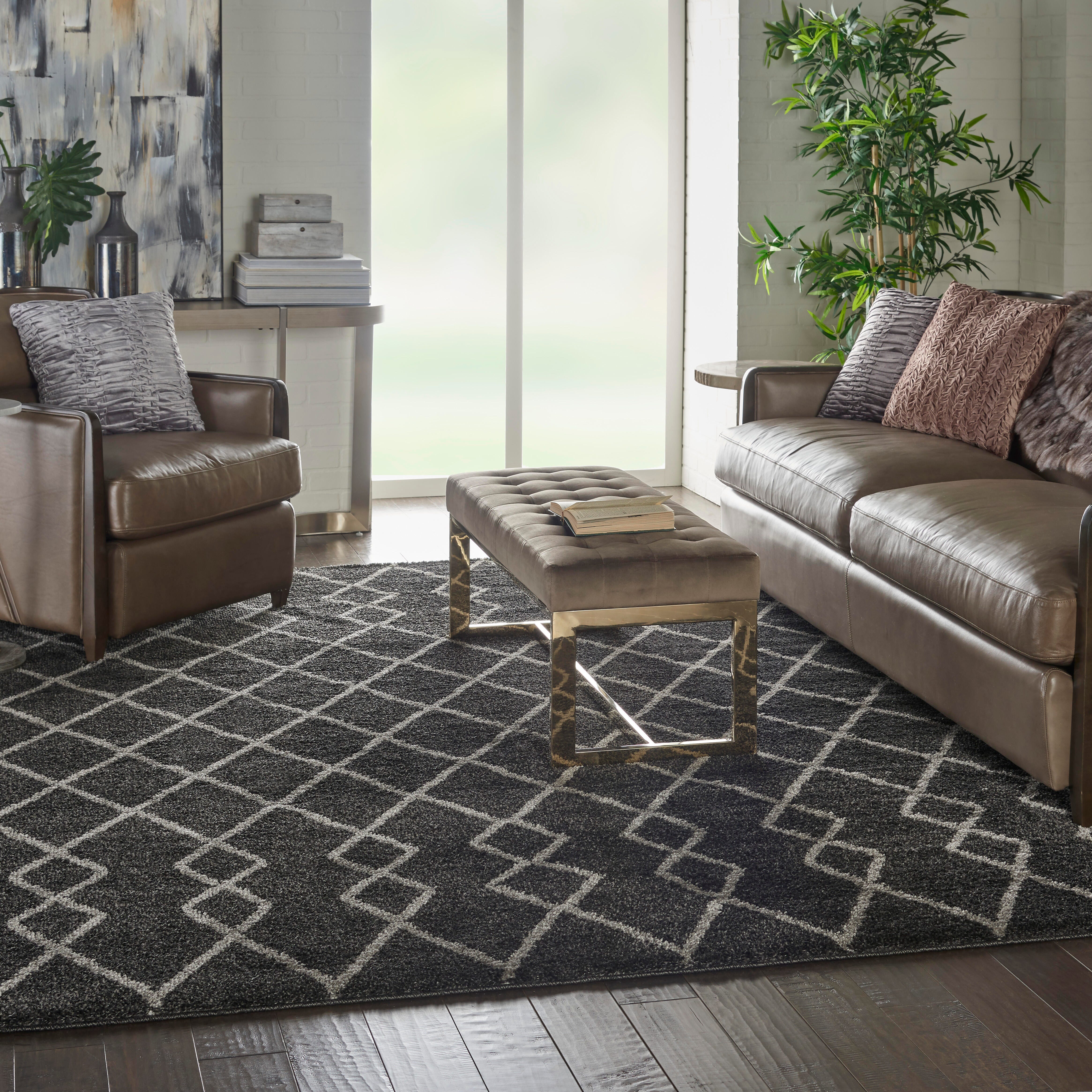 Nourison Nourison Martil Mat01 Charcoal 8'x10' Large Plush Rug, Charcoal, large