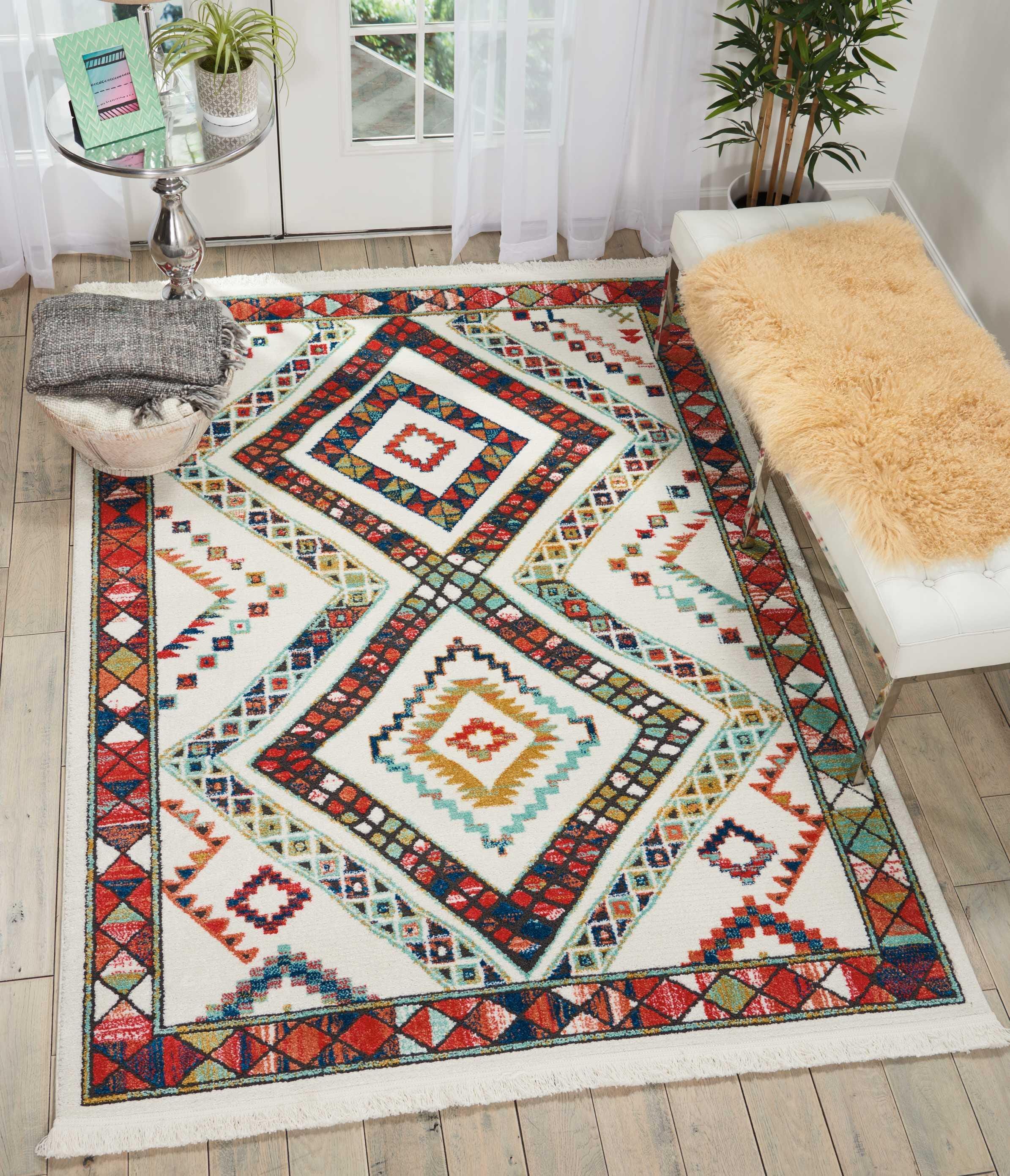 Nourison Nourison South Western 3'11" x 6'2" White Tribal Indoor Rug, White, rollover