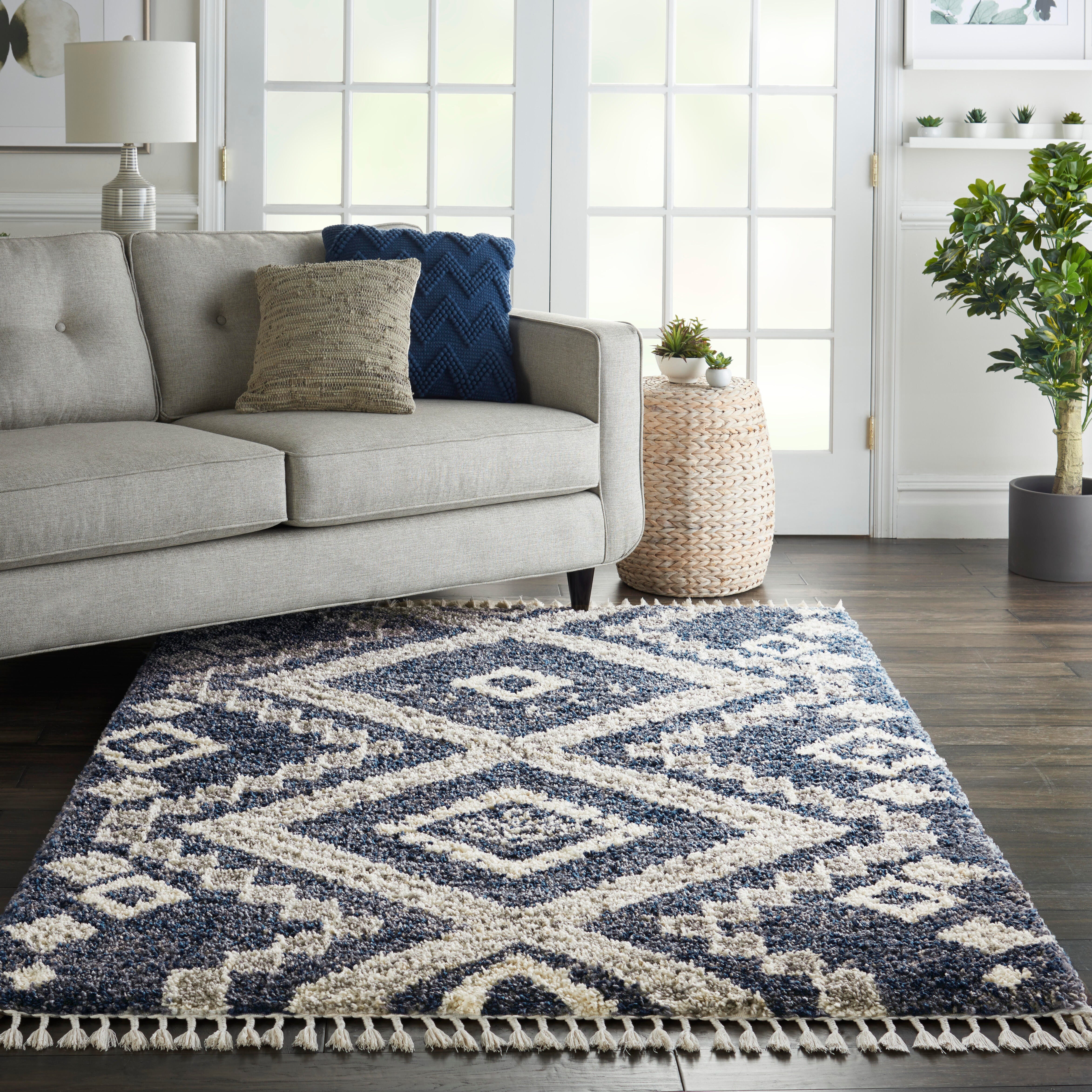 Nourison Nourison Oslo Shag 4' x 6' Denim Blue Shag Indoor Rug, Denim Blue, rollover