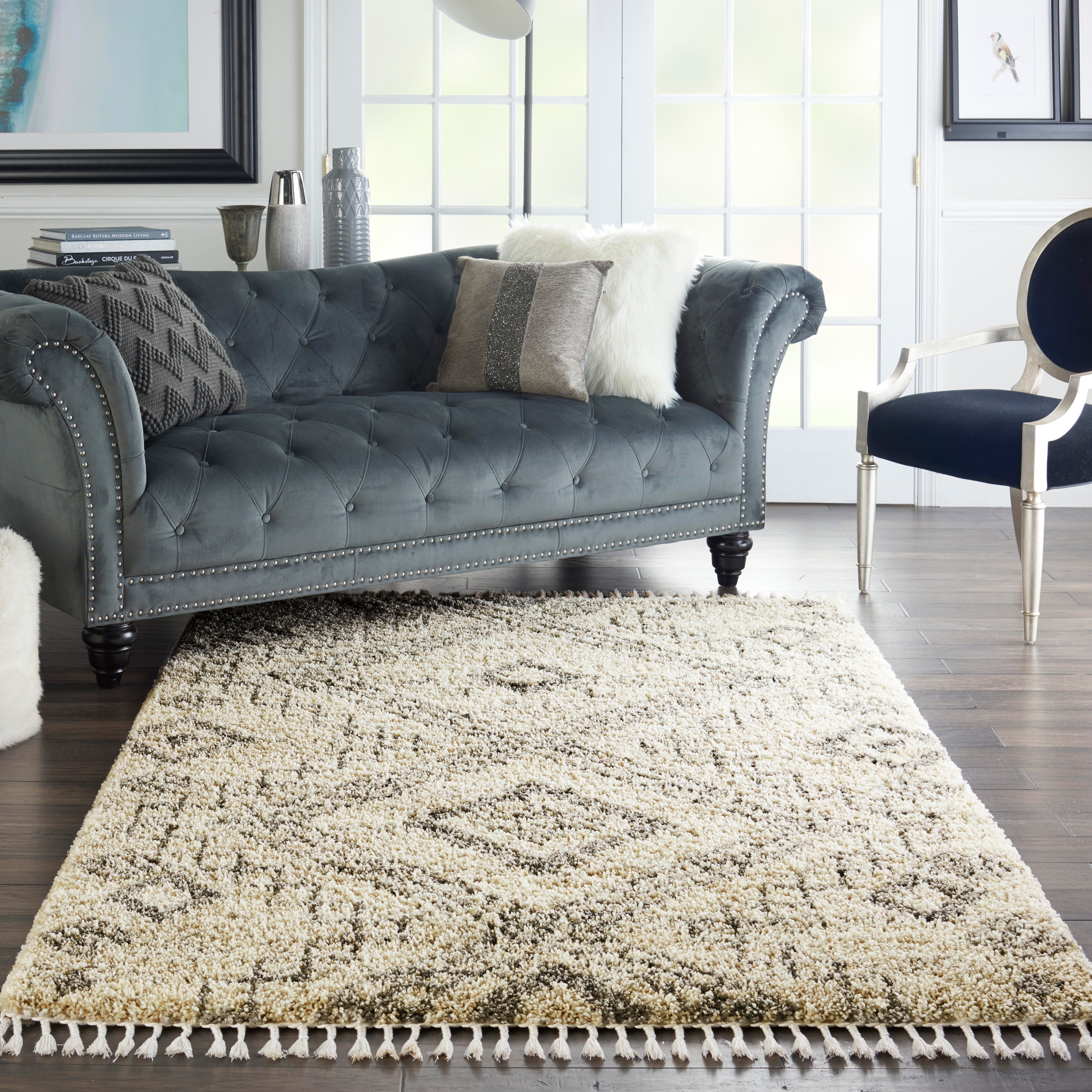 Nourison Nourison Oslo Shag 4' x 6' Ivory/Grey Shag Indoor Rug, Ivory/Gray, rollover