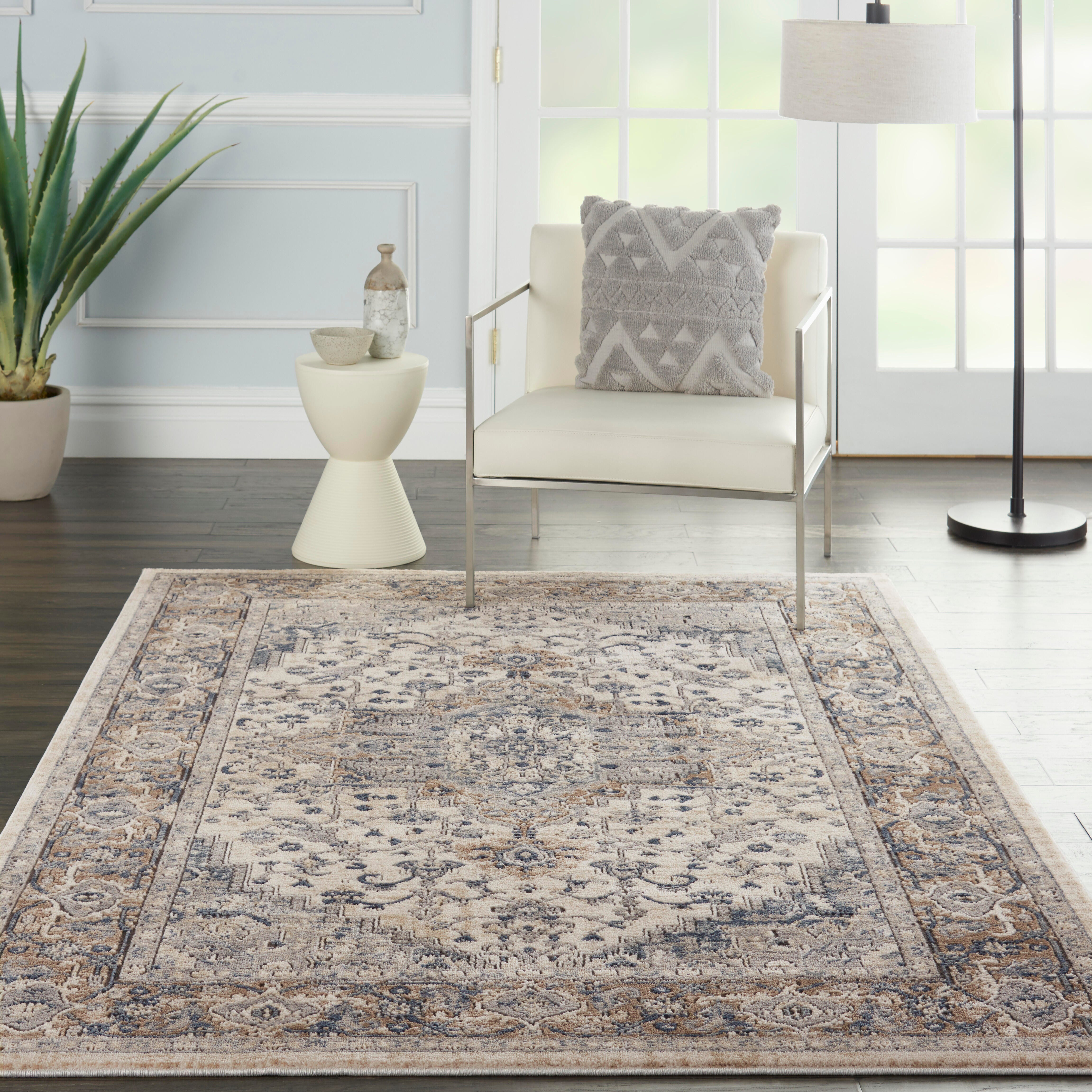 Nourison Nourison Quarry 3'9" x 5'9" Ivory/Grey Farmhouse Indoor Rug, Ivory/Gray, rollover