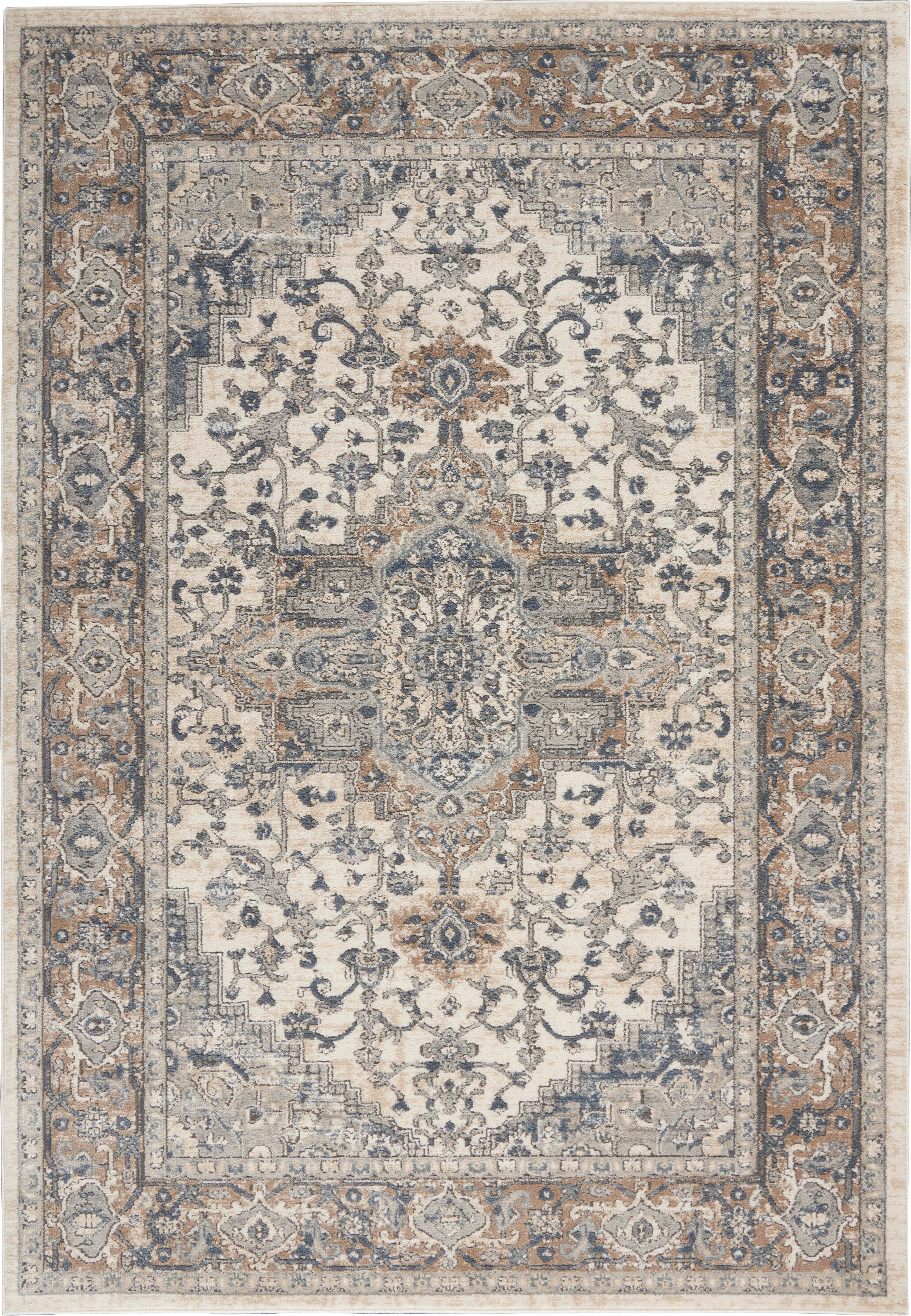 Nourison Nourison Quarry 3'9" x 5'9" Ivory/Grey Farmhouse Indoor Rug, Ivory/Gray, large