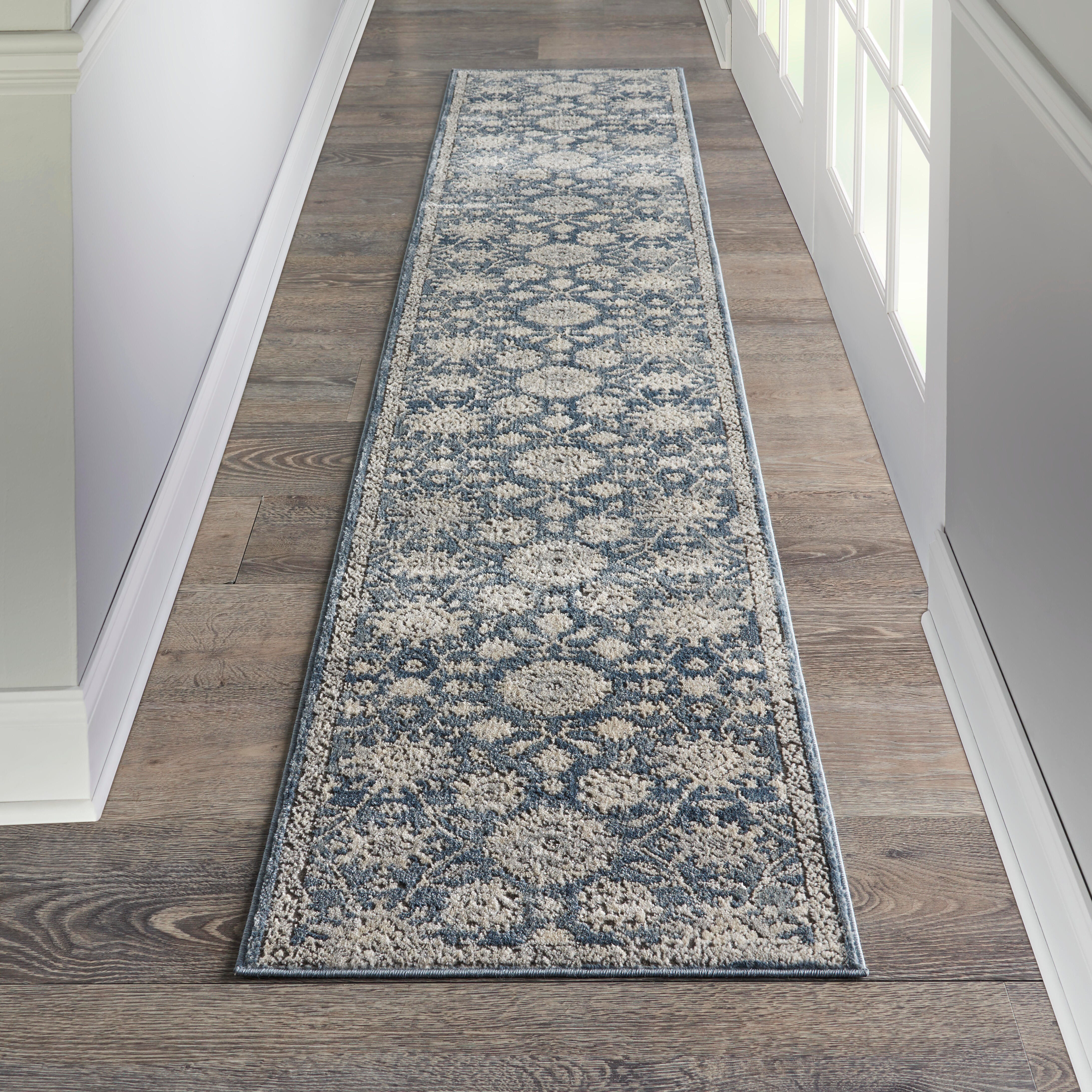 Nourison Nourison Quarry 2'2" x 7'6" Blue/Beige Vintage Indoor Rug, Blue/Beige, large
