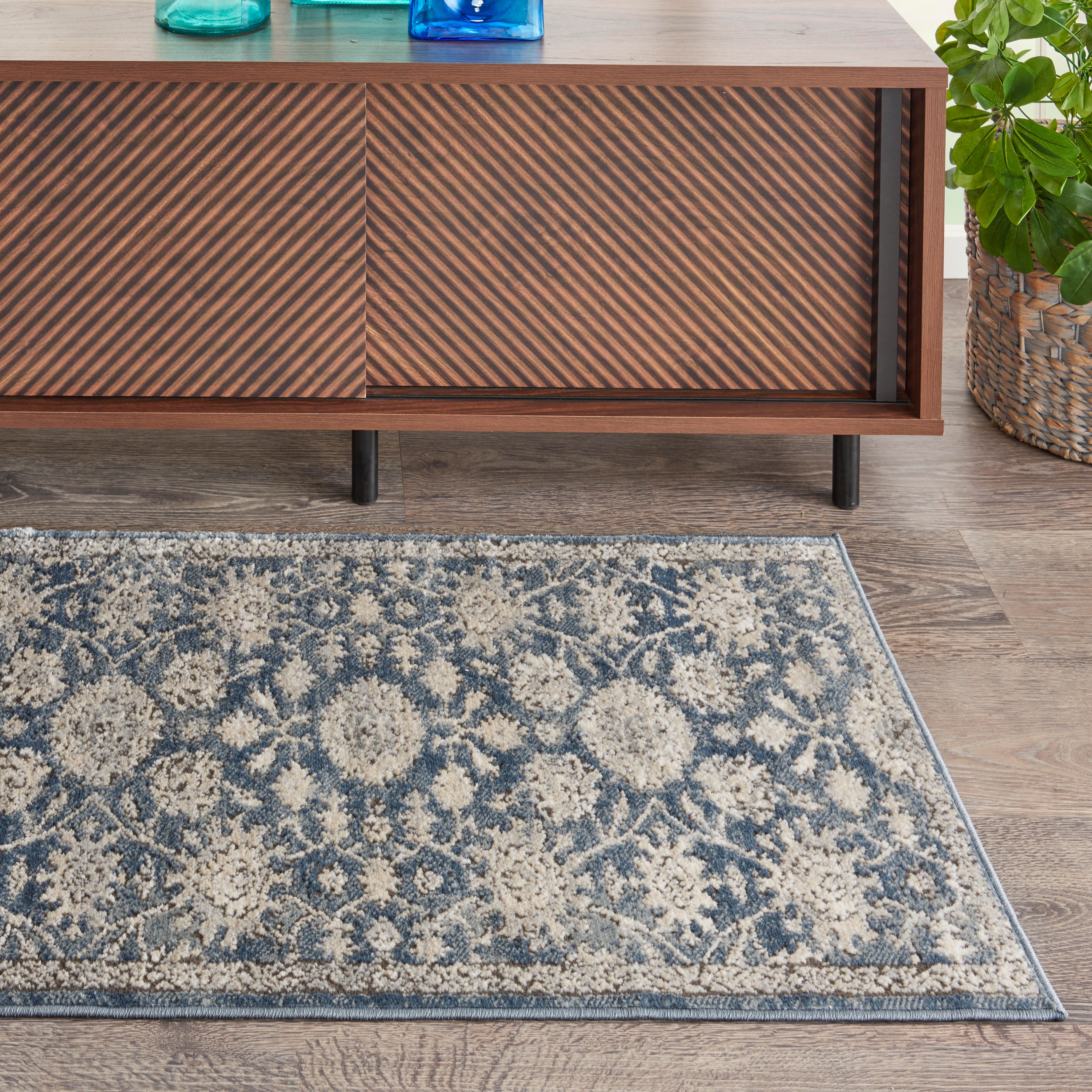 Nourison Nourison Quarry 2'2" x 3'9" Blue/Beige Vintage Indoor Rug, Blue/Beige, rollover