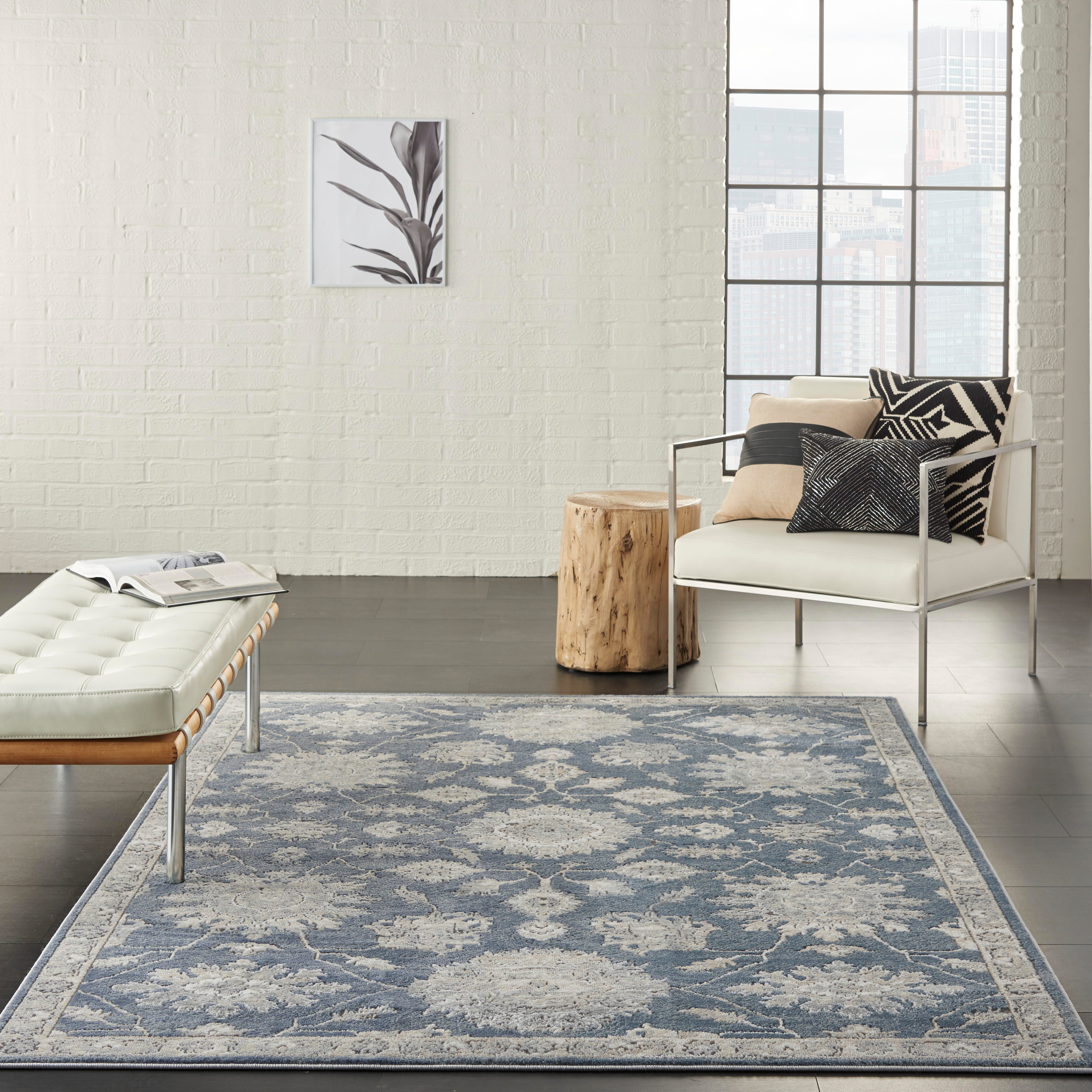 Nourison Nourison Quarry 3'9" x 5'9" Blue/Beige Vintage Indoor Rug, Blue/Beige, rollover
