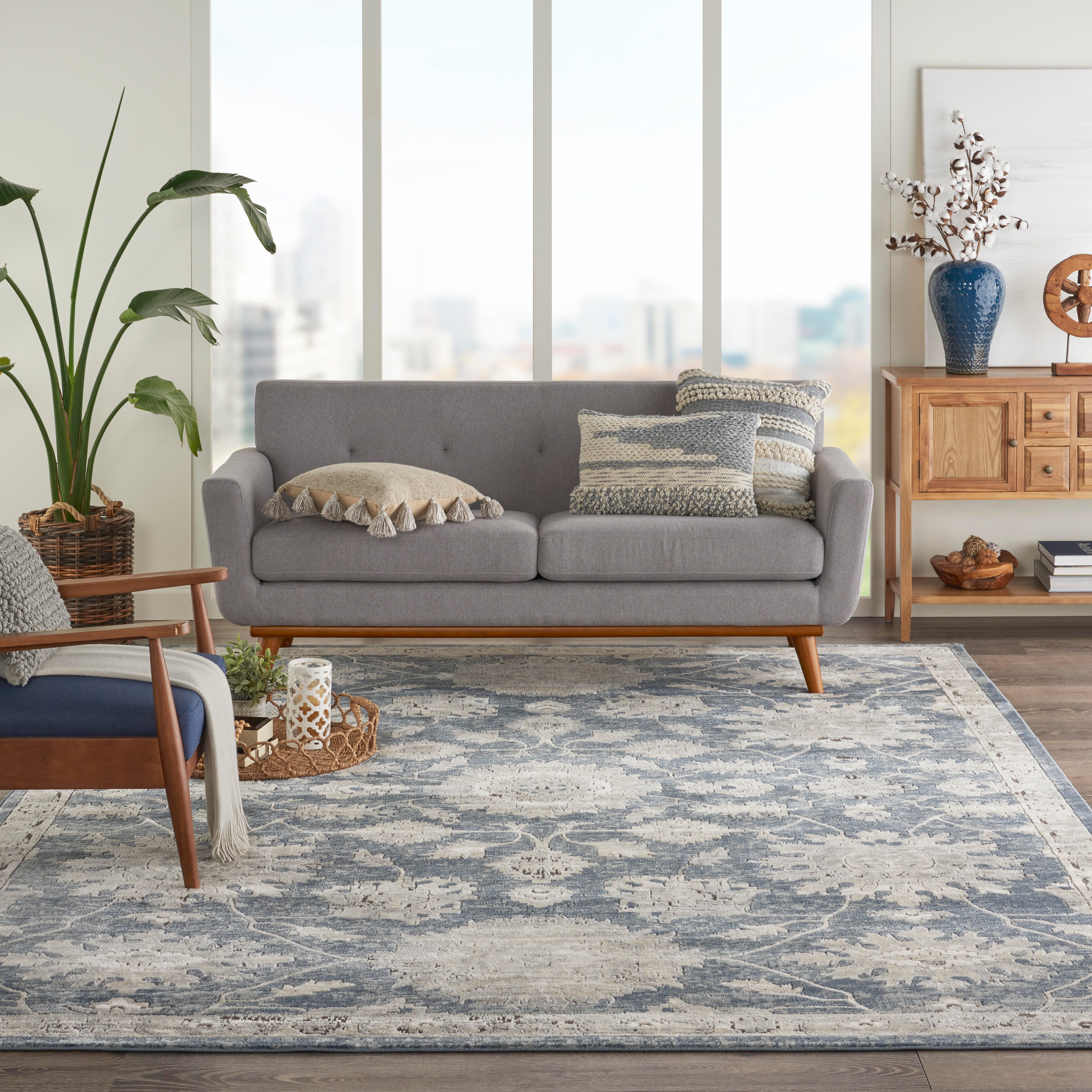 Nourison Nourison Quarry 6'7" x 9'6" Blue/Beige Vintage Indoor Rug, Blue/Beige, rollover