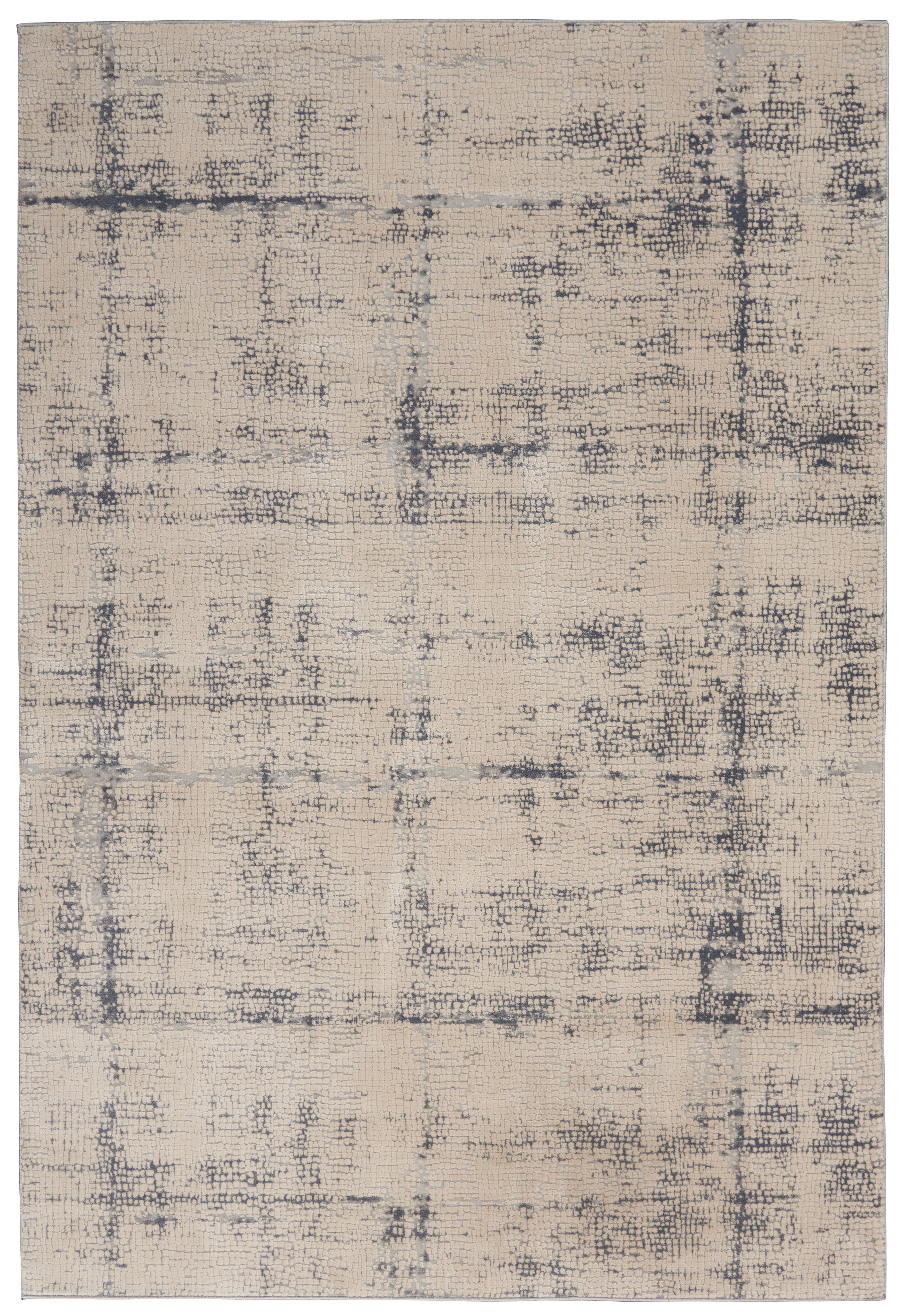 Nourison Nourison Rustic Textures 3'11" x 5'11" Ivory/Blue Modern Indoor Rug, Ivory/Blue, large