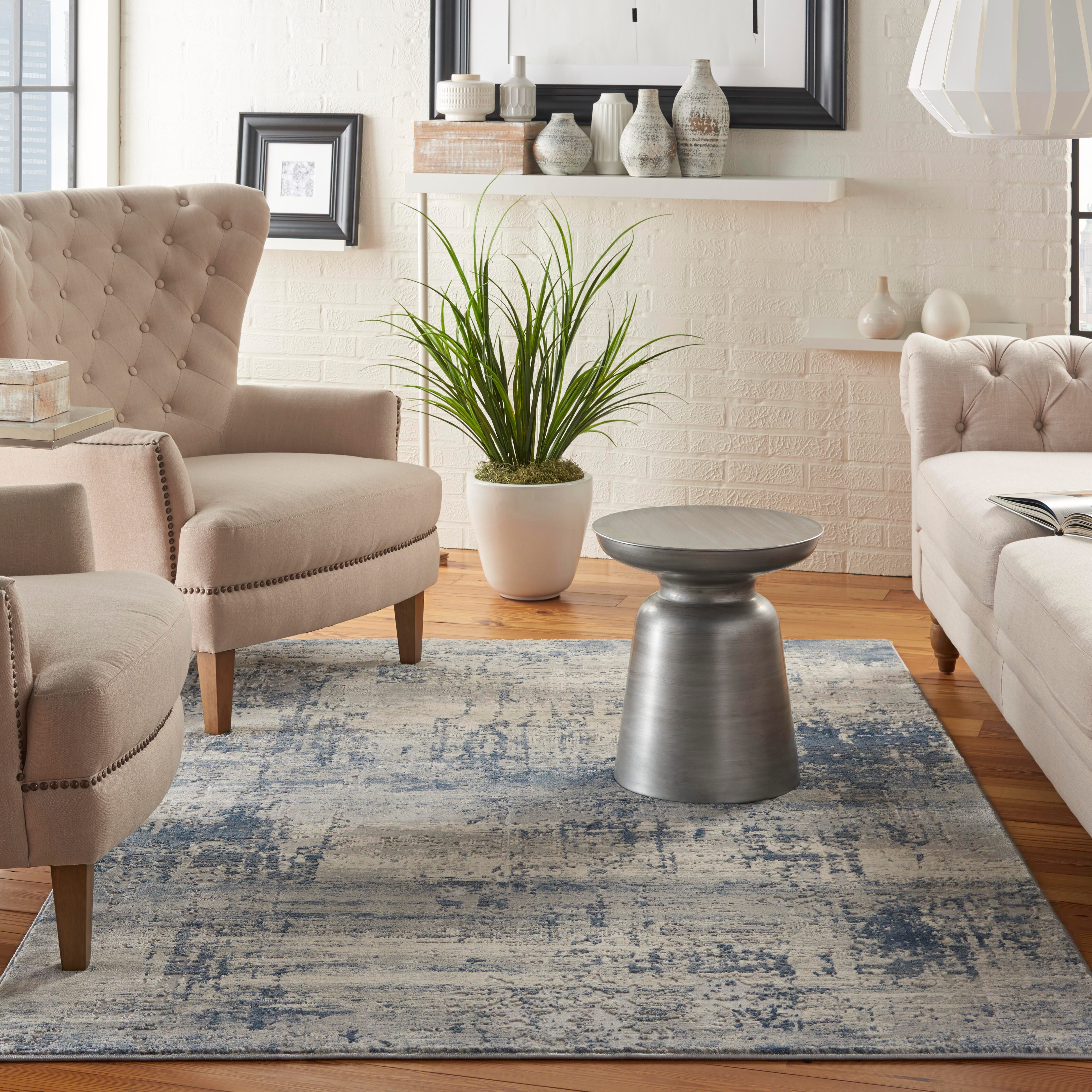 Nourison Nourison Rustic Textures 3'11" x 5'11" Ivory/Blue Modern Indoor Rug, Ivory/Blue, rollover