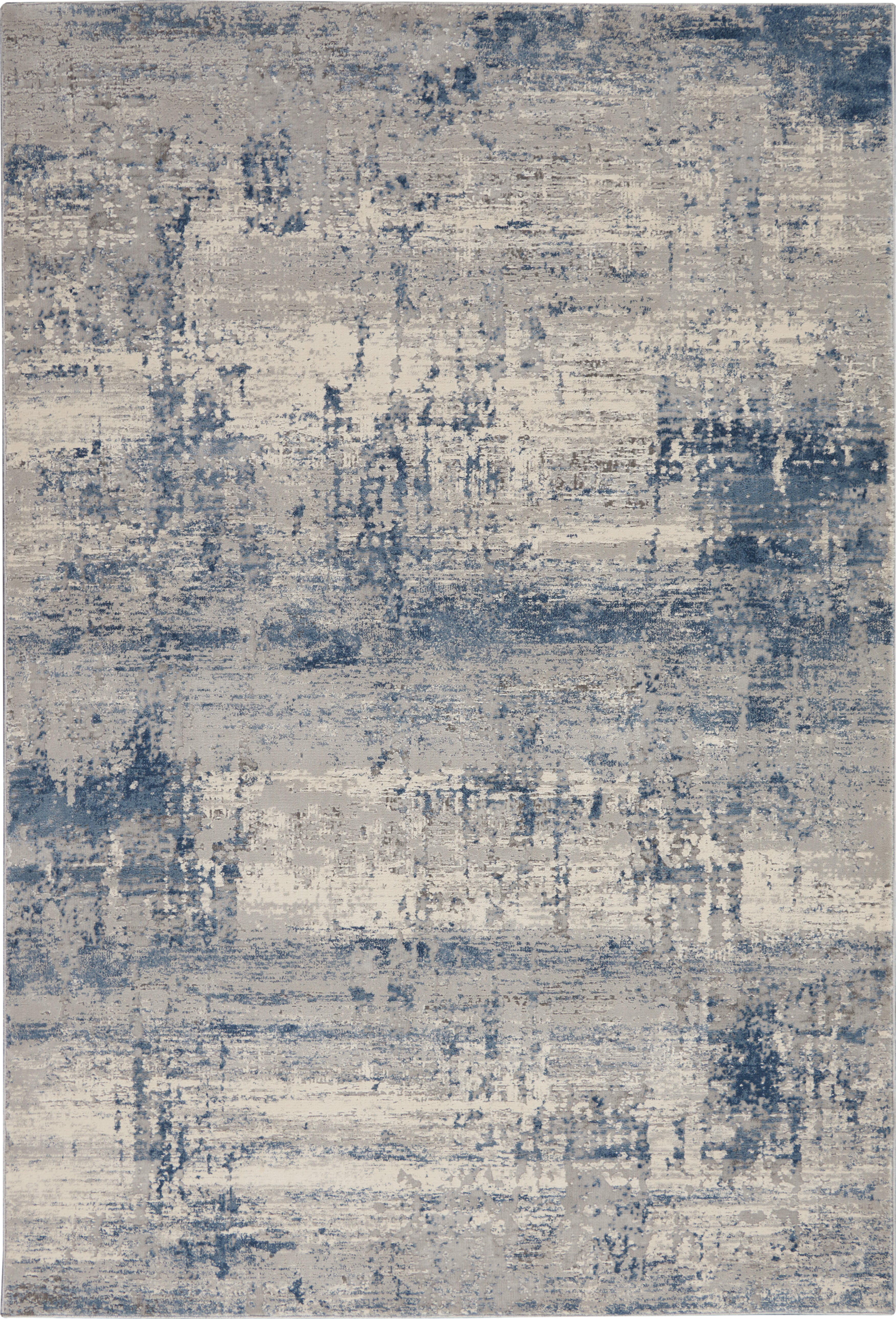 Nourison Nourison Rustic Textures 3'11" x 5'11" Ivory/Blue Modern Indoor Rug, Ivory/Blue, large
