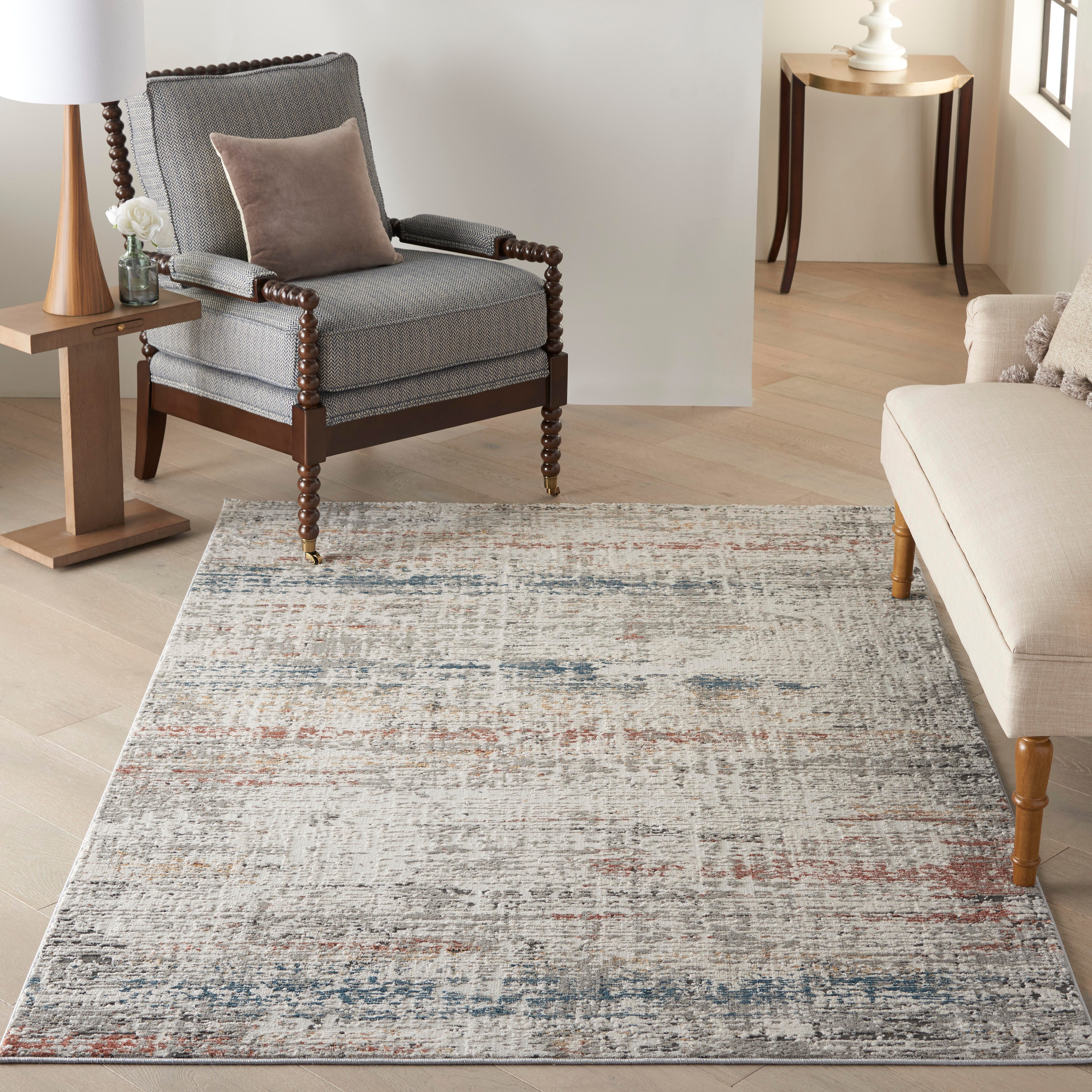 Nourison Home Nourison Rustic Textures 3'11" x 5'11" Light Grey Multi Modern Indoor Rug, Light Gray Multi, rollover