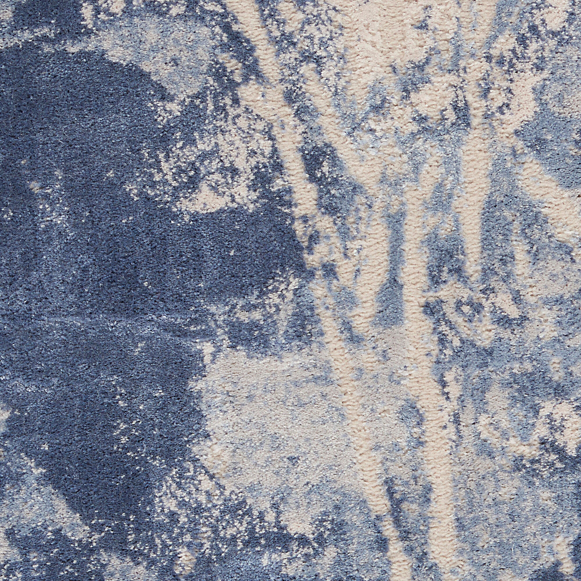Nourison Nourison Silky Textures 5'3" x 7'3" Blue/Cream Modern Indoor Rug, Blue/Cream, large