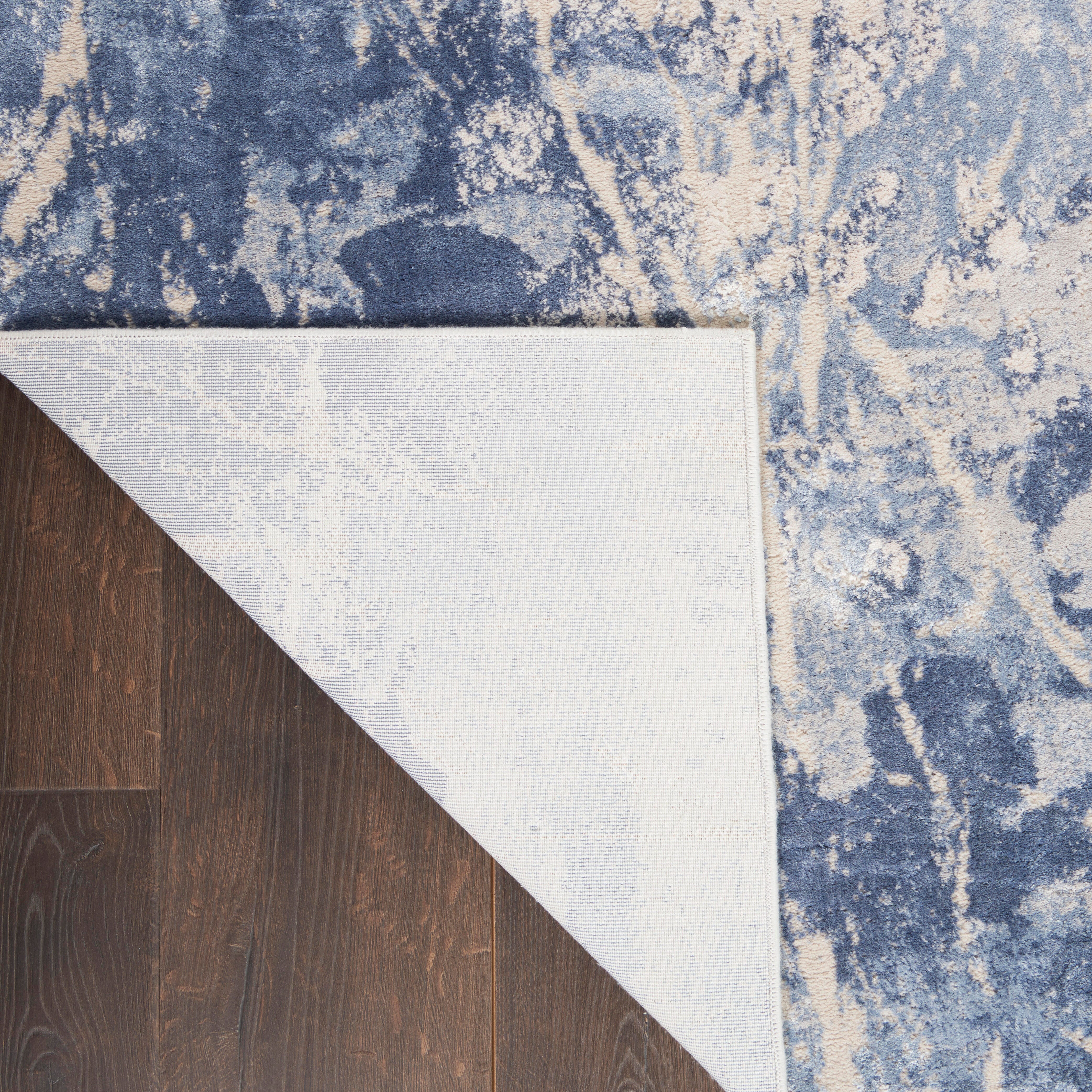 Nourison Nourison Silky Textures 5'3" x 7'3" Blue/Cream Modern Indoor Rug, Blue/Cream, large