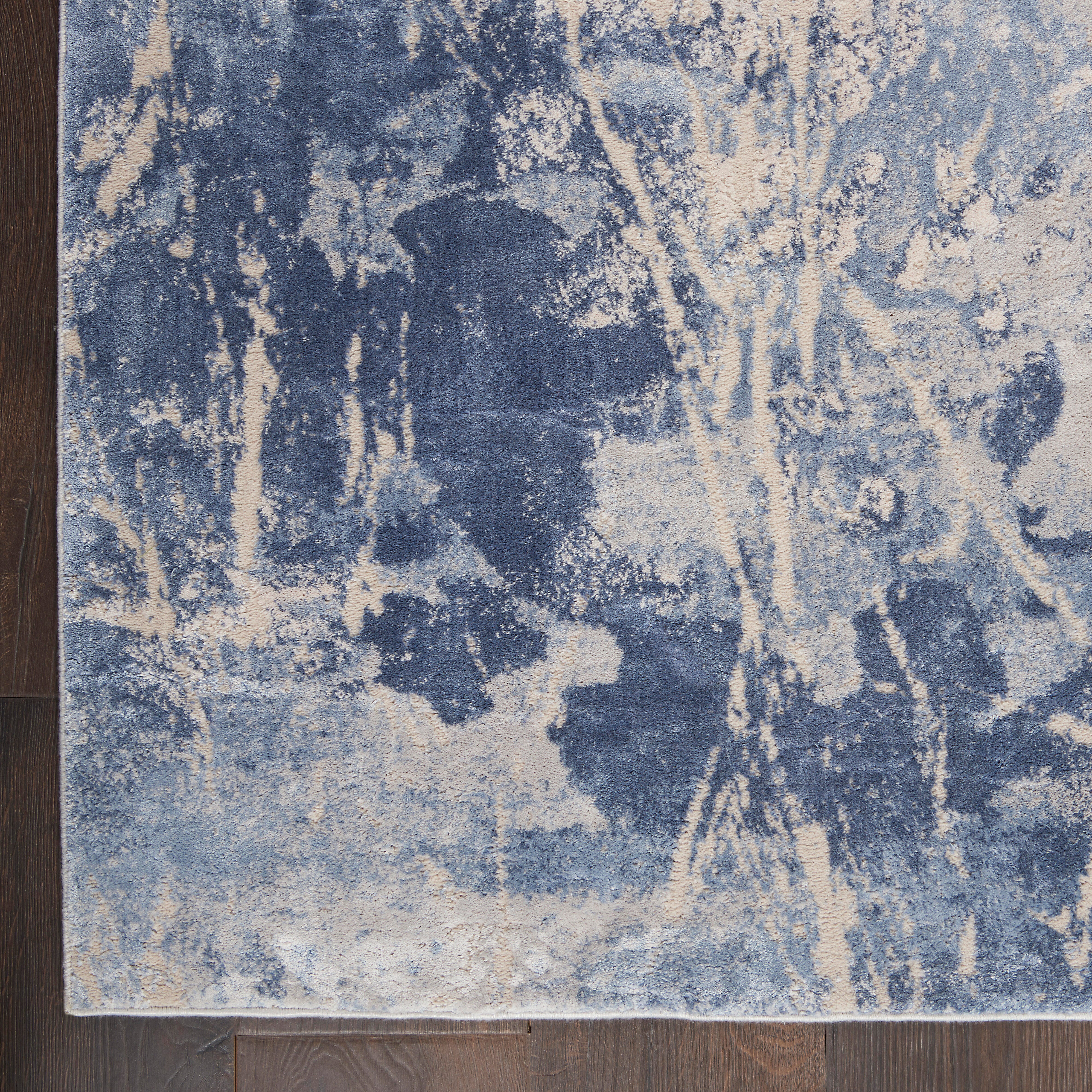 Nourison Nourison Silky Textures 5'3" x 7'3" Blue/Cream Modern Indoor Rug, Blue/Cream, large