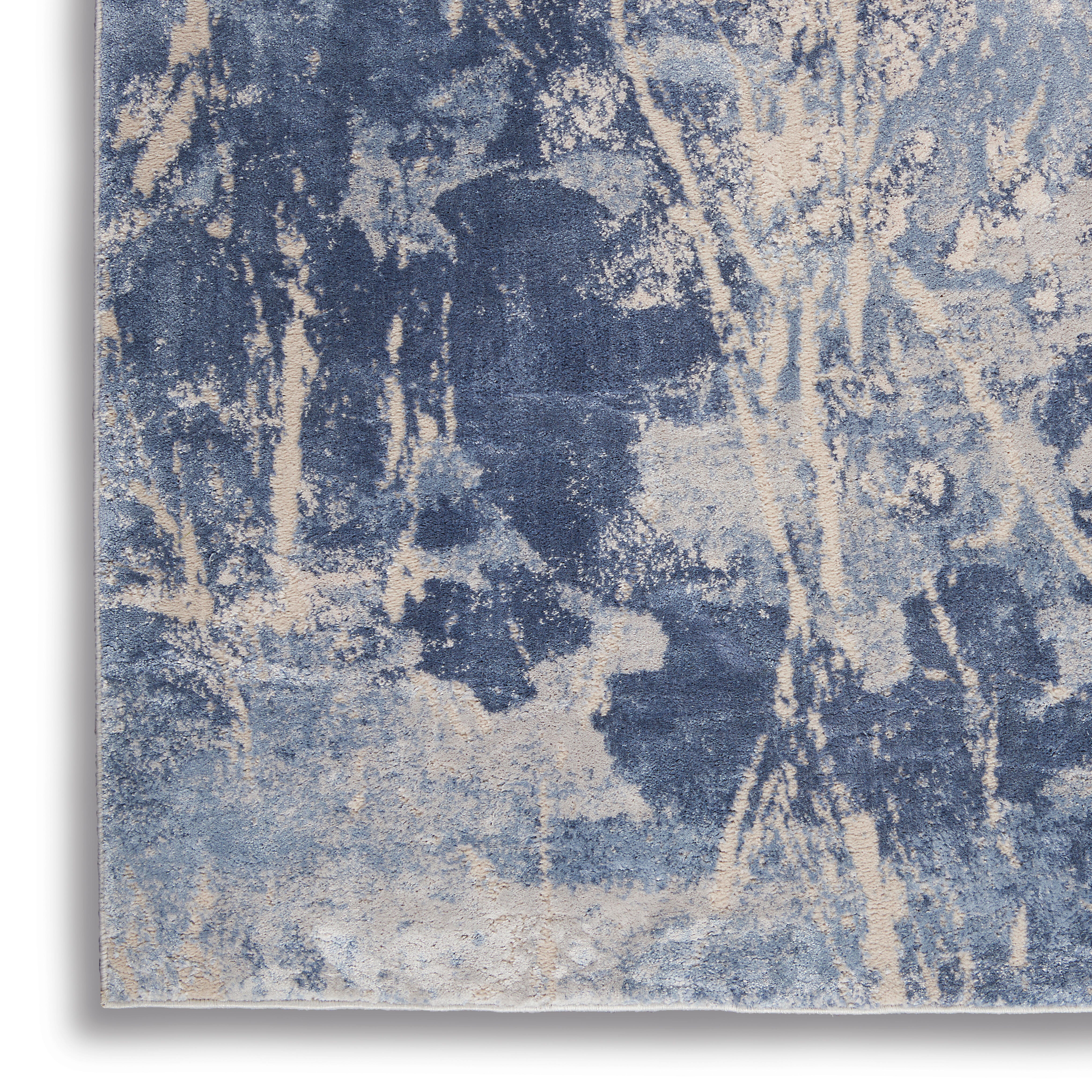 Nourison Nourison Silky Textures 7'10" x 10'6" Blue/Cream Modern Indoor Rug, Blue/Cream, large