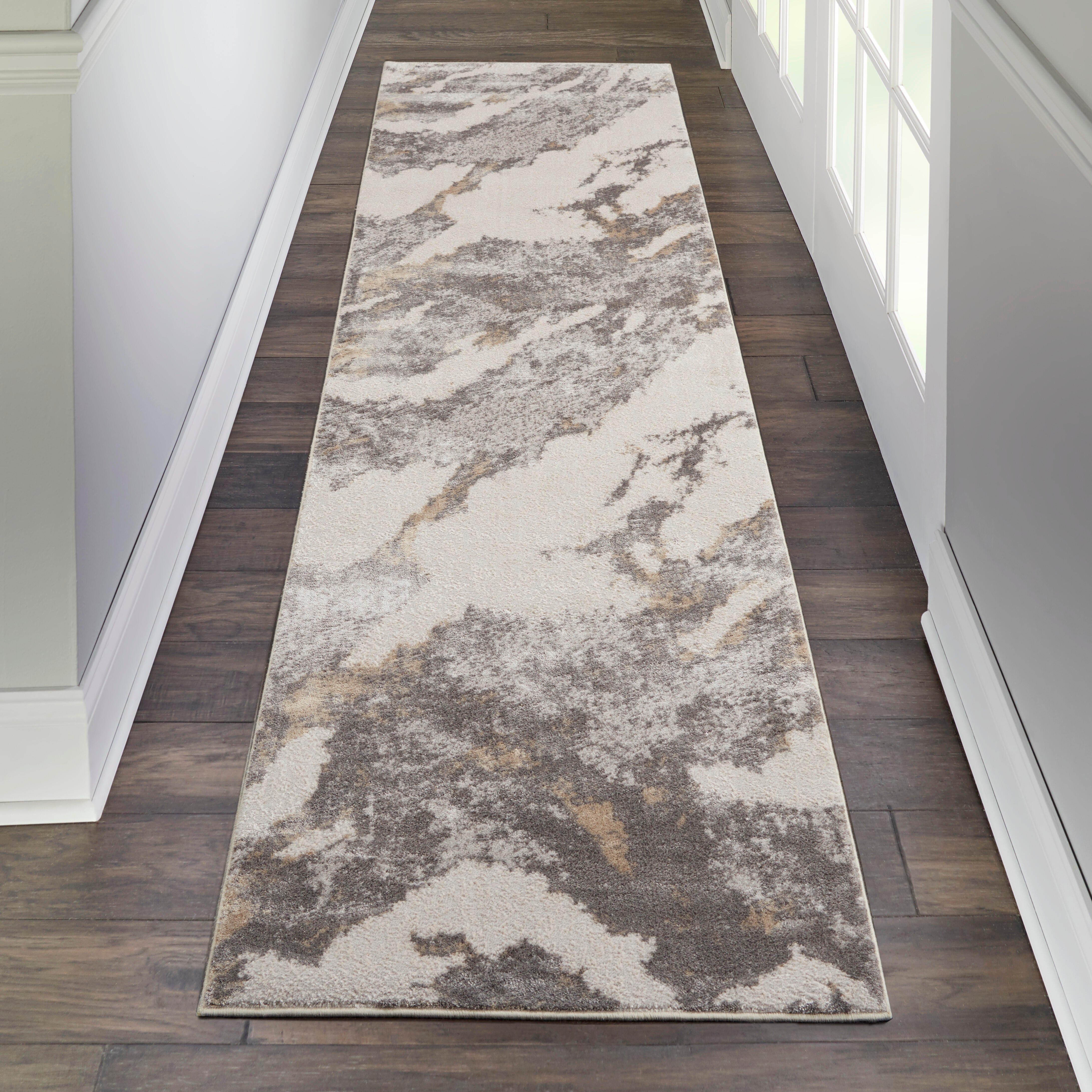Nourison Home Nourison Silky Textures 2'2" x 7'6" Brown/Ivory Modern Indoor Rug, Brown/Ivory, rollover